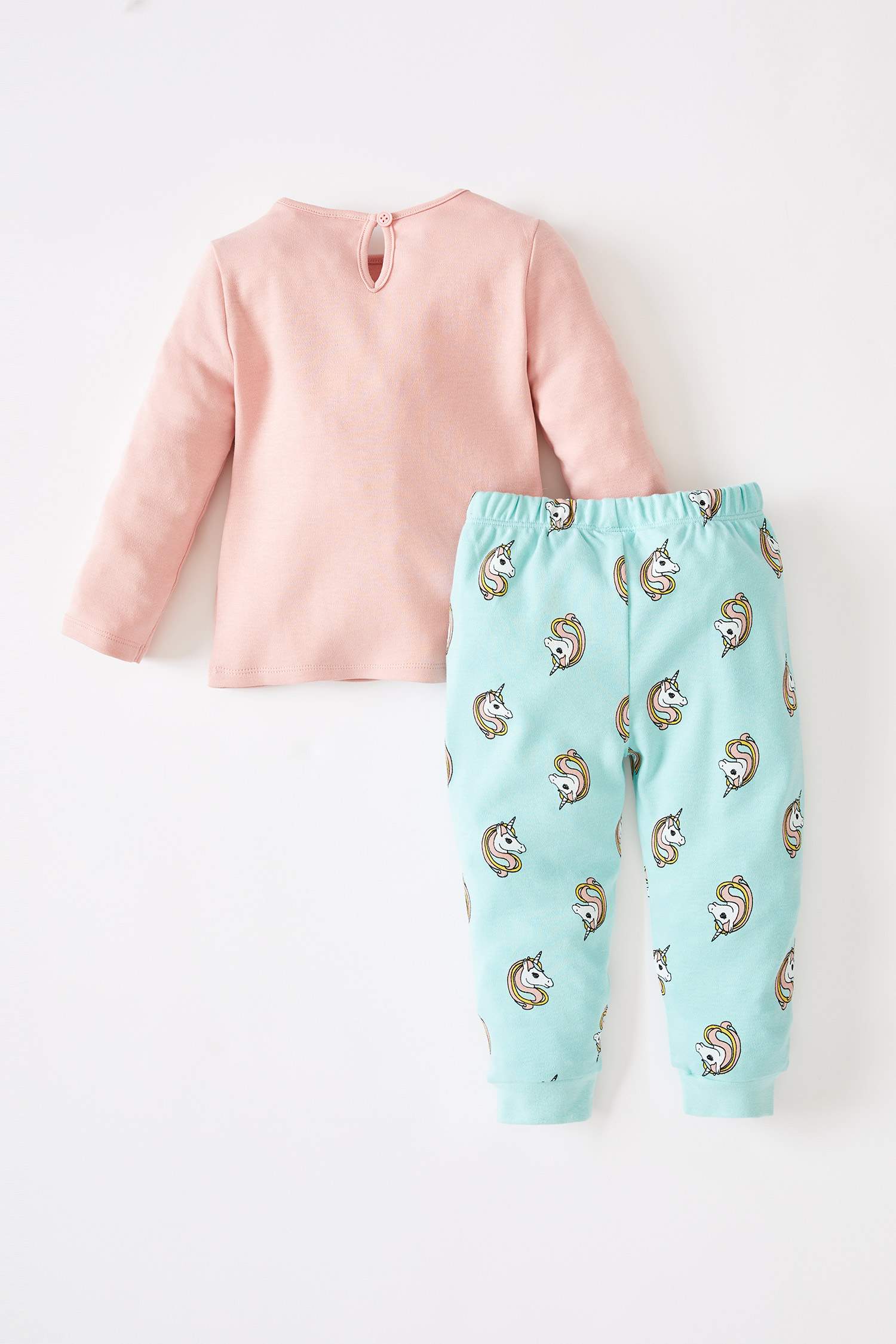 Kız Bebek Unicorn Desenli Uzun Kollu Pamuklu Pijama Takım