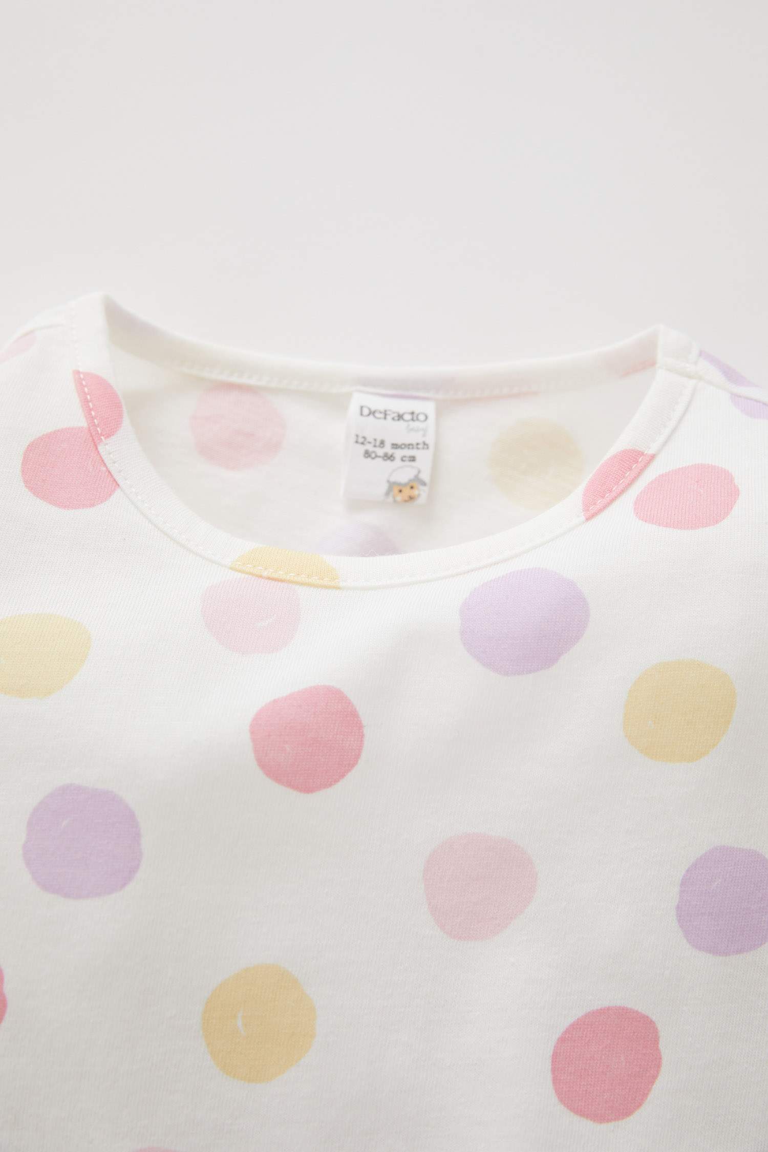 Kız Bebek Renkli Puantiye Desenli Uzun Kollu Pijama Takımı