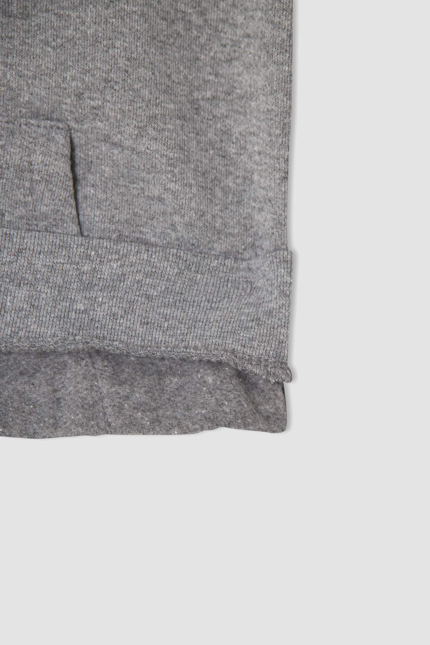 Erkek Çocuk Slim Fit Slogan Baskılı Kapüşonlu Uzun Kollu Kanguru Cepli İçi Yumuşak Tüylü 2'li Takım