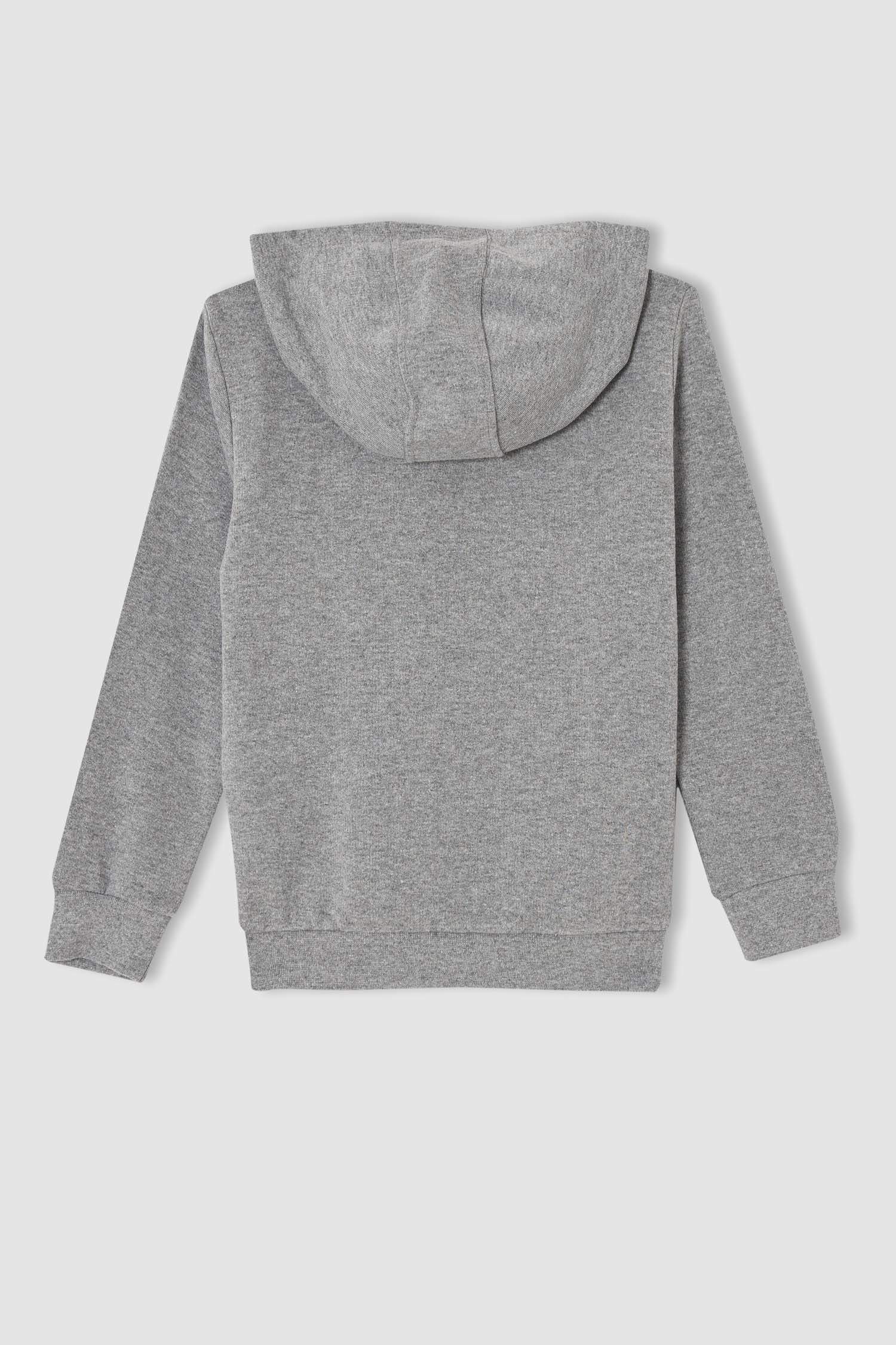Erkek Çocuk Slim Fit Slogan Baskılı Kapüşonlu Uzun Kollu Kanguru Cepli İçi Yumuşak Tüylü 2'li Takım