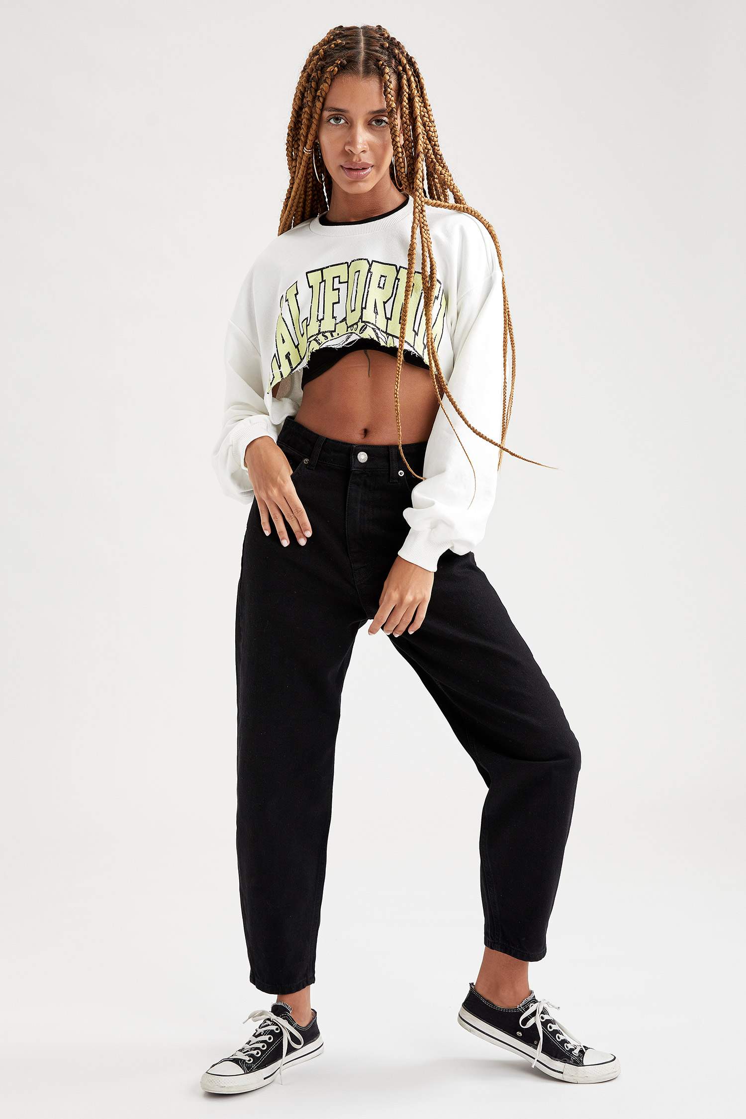 Coool Kolej Baskılı Oversize Fit Bolero Sweatshirt