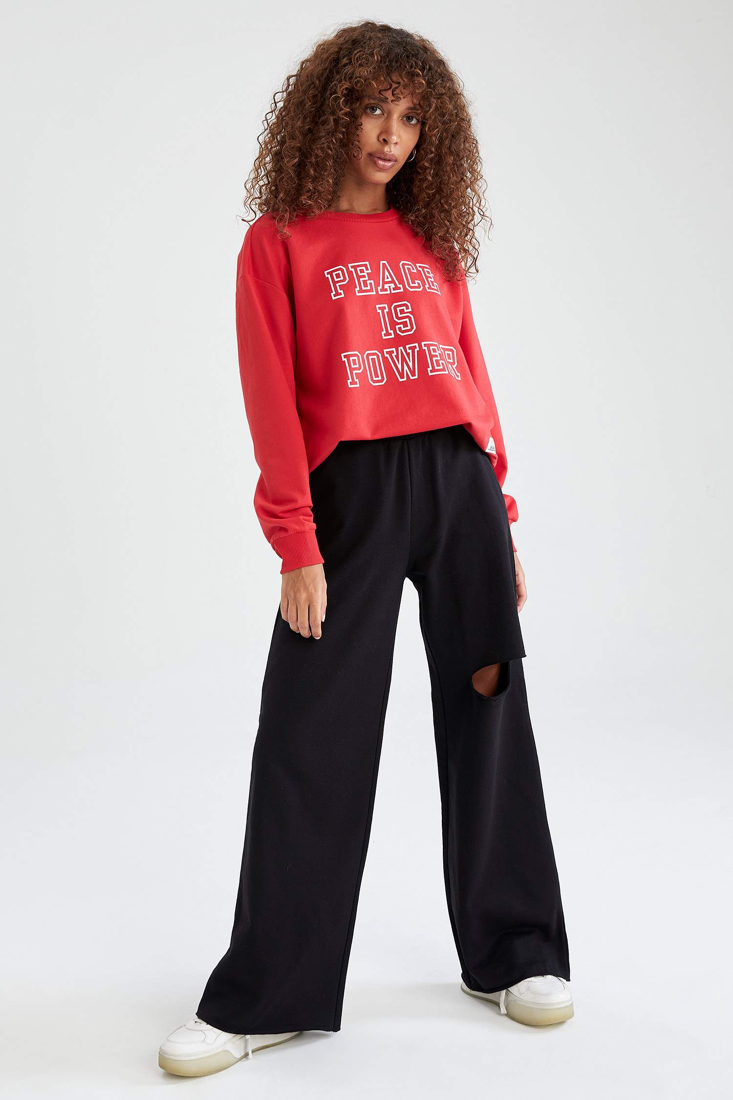 Slogan Baskılı Relax Fit Sweatshirt