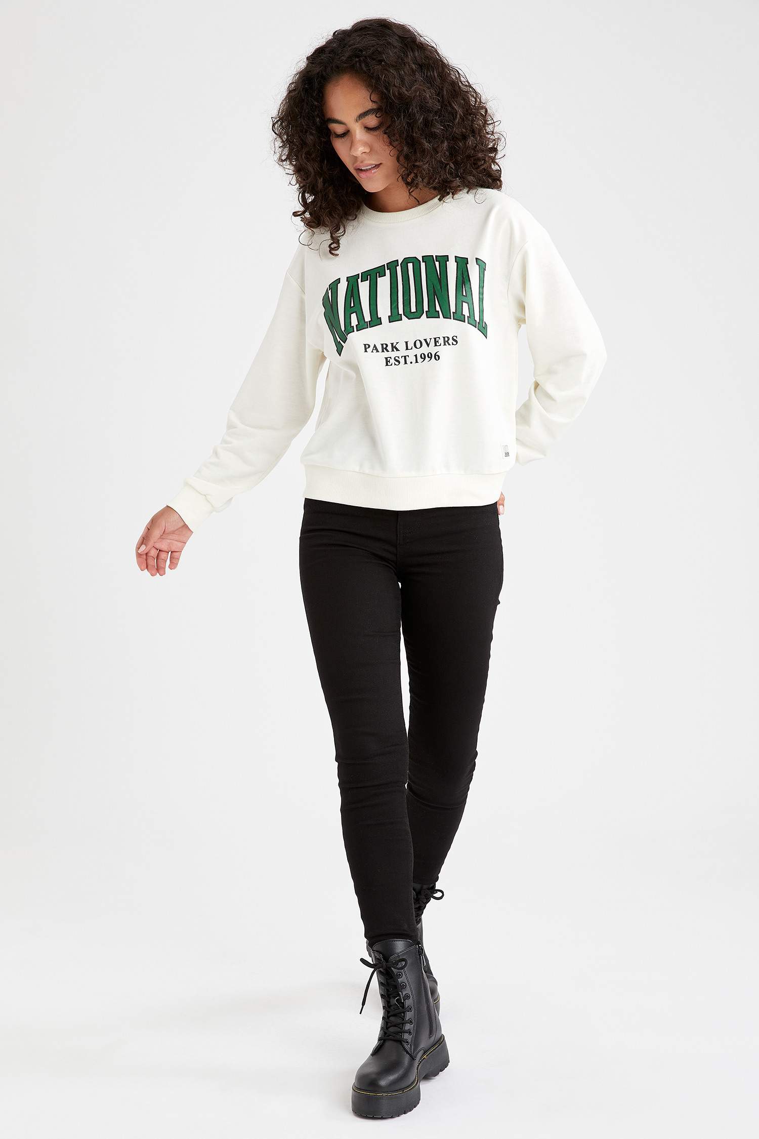 Kolej Baskılı Bisiklet Yaka Regular Fit Sweatshirt