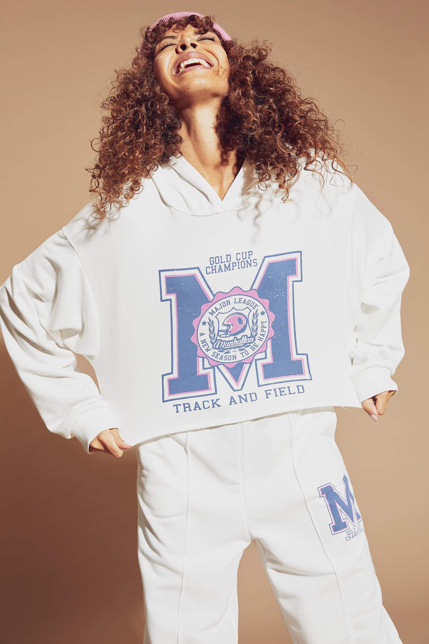 Kolej Desenli Loose Fit Bisiklet Yaka Uzun Kollu Sweatshirt