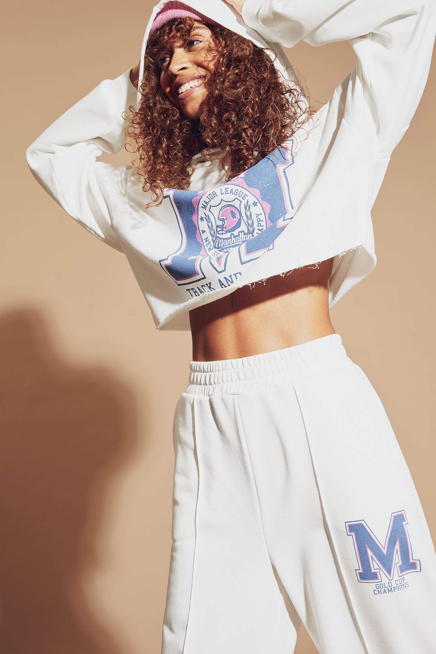 Kolej Desenli Loose Fit Bisiklet Yaka Uzun Kollu Sweatshirt