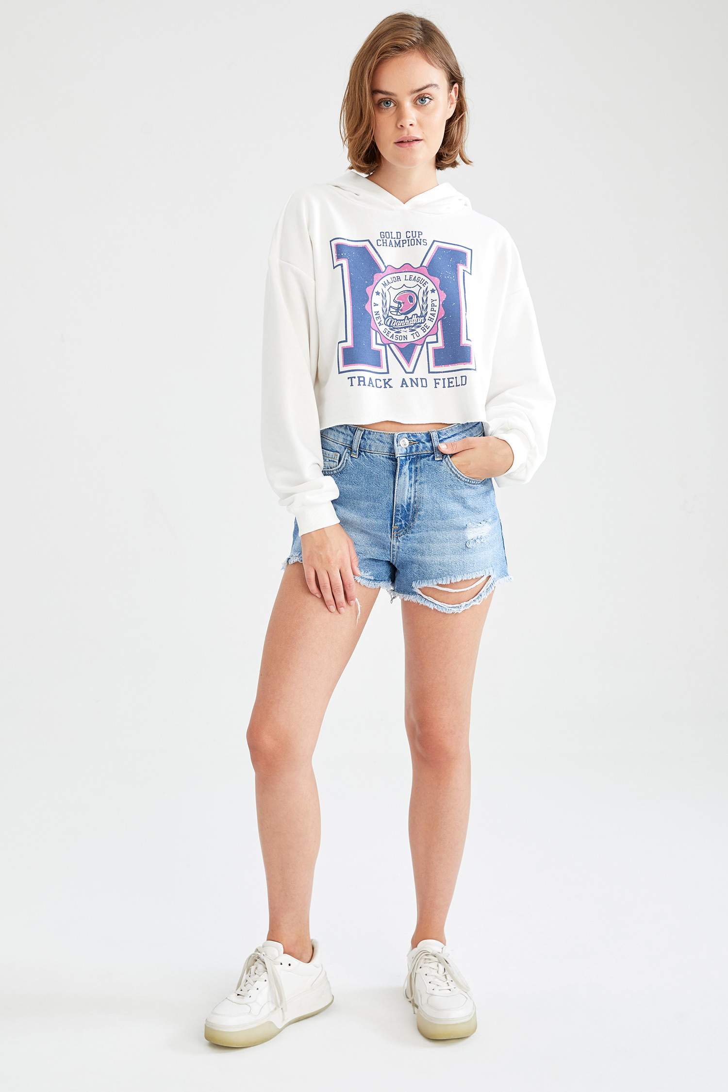 Kolej Desenli Loose Fit Bisiklet Yaka Uzun Kollu Sweatshirt