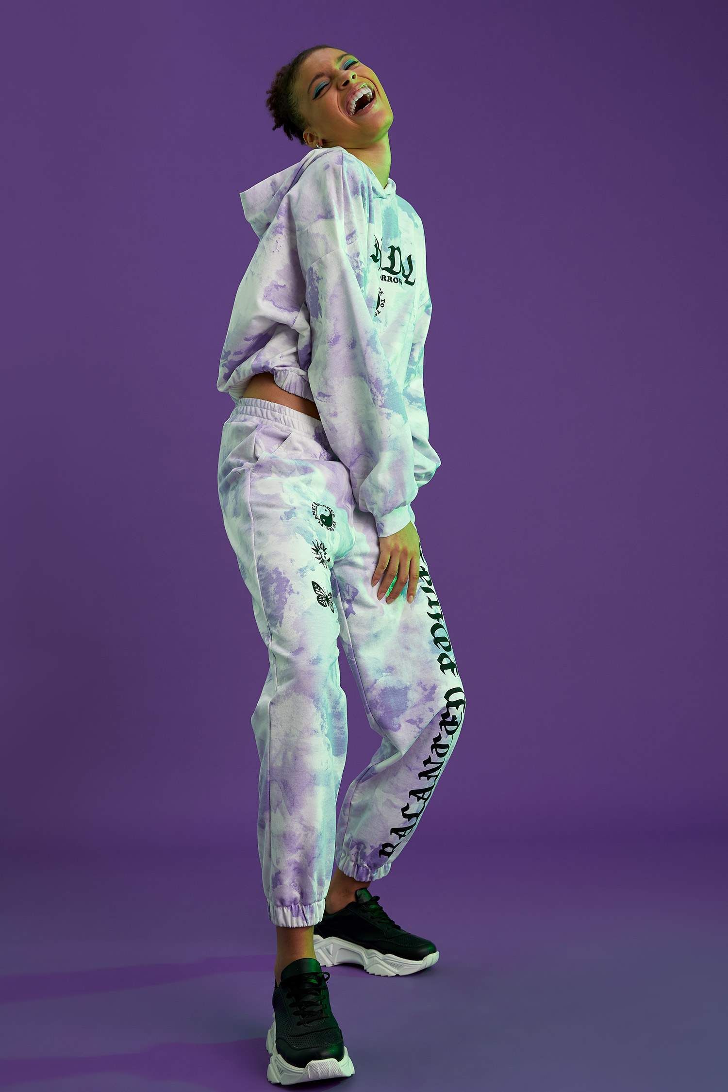 Loose Fit Batik Desenli Mistik Baskılı Jogger Eşofman Altı