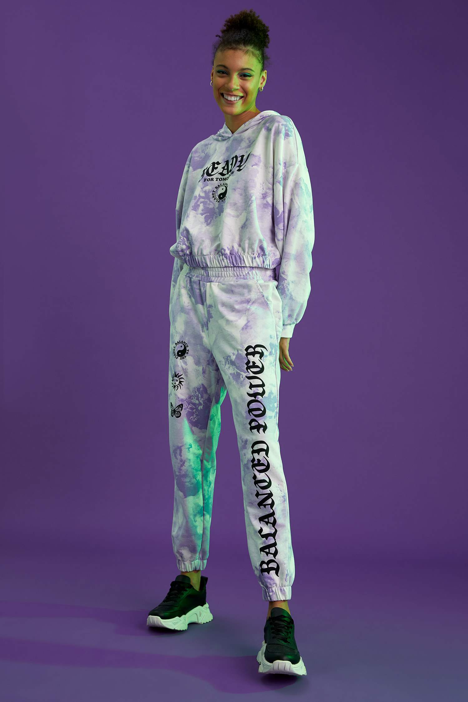 Loose Fit Batik Desenli Mistik Baskılı Jogger Eşofman Altı