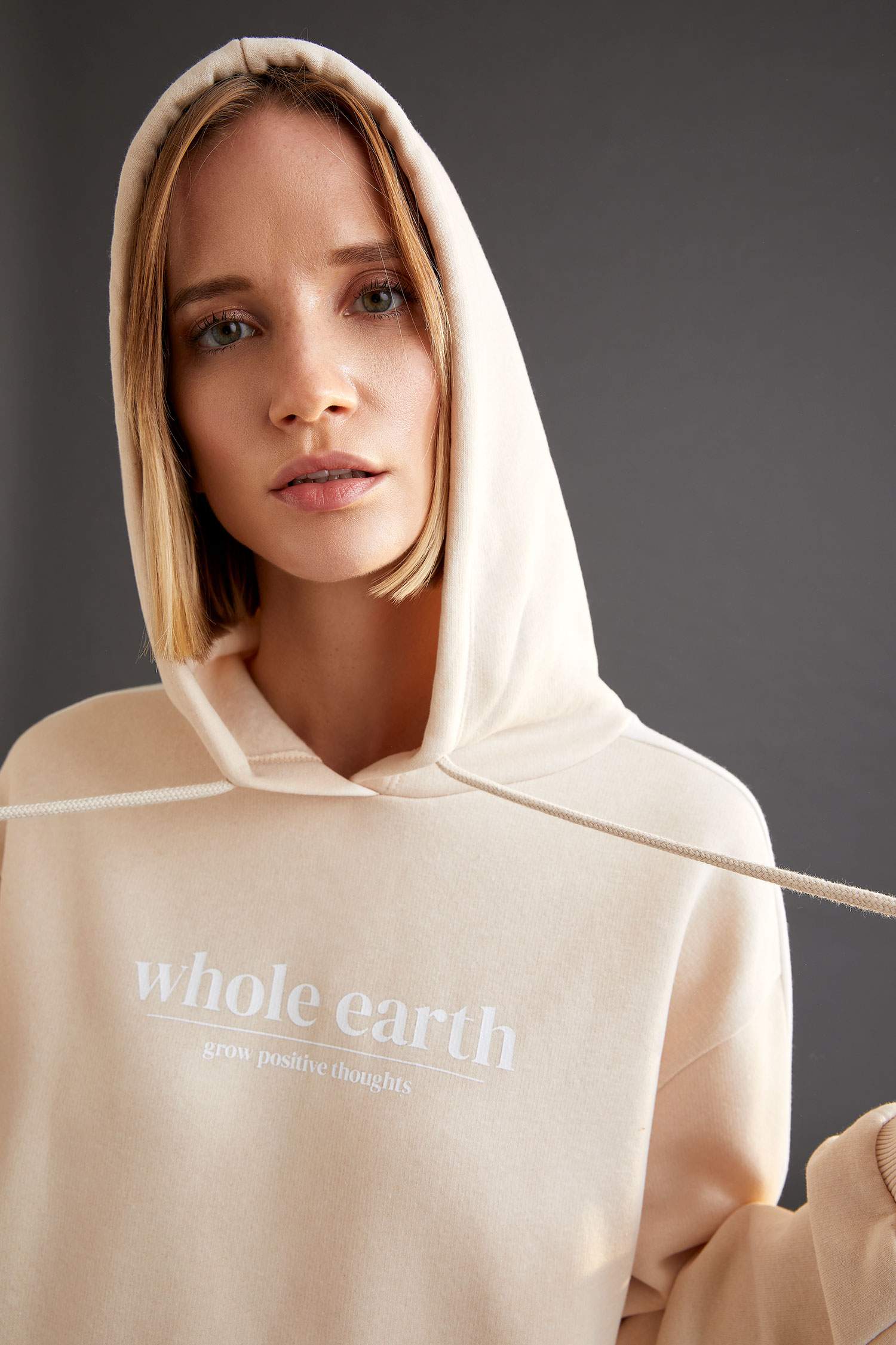 Slogan Baskılı Kapüşonlu İçi Yumuşak Tüylü Relax Fit Sweatshirt