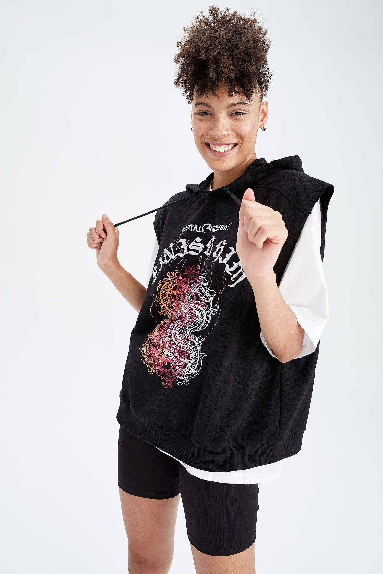 Coool Mortal Kombat Lisanslı Kapüşonlu Oversize Fit Kısa Kollu Sweatshirt