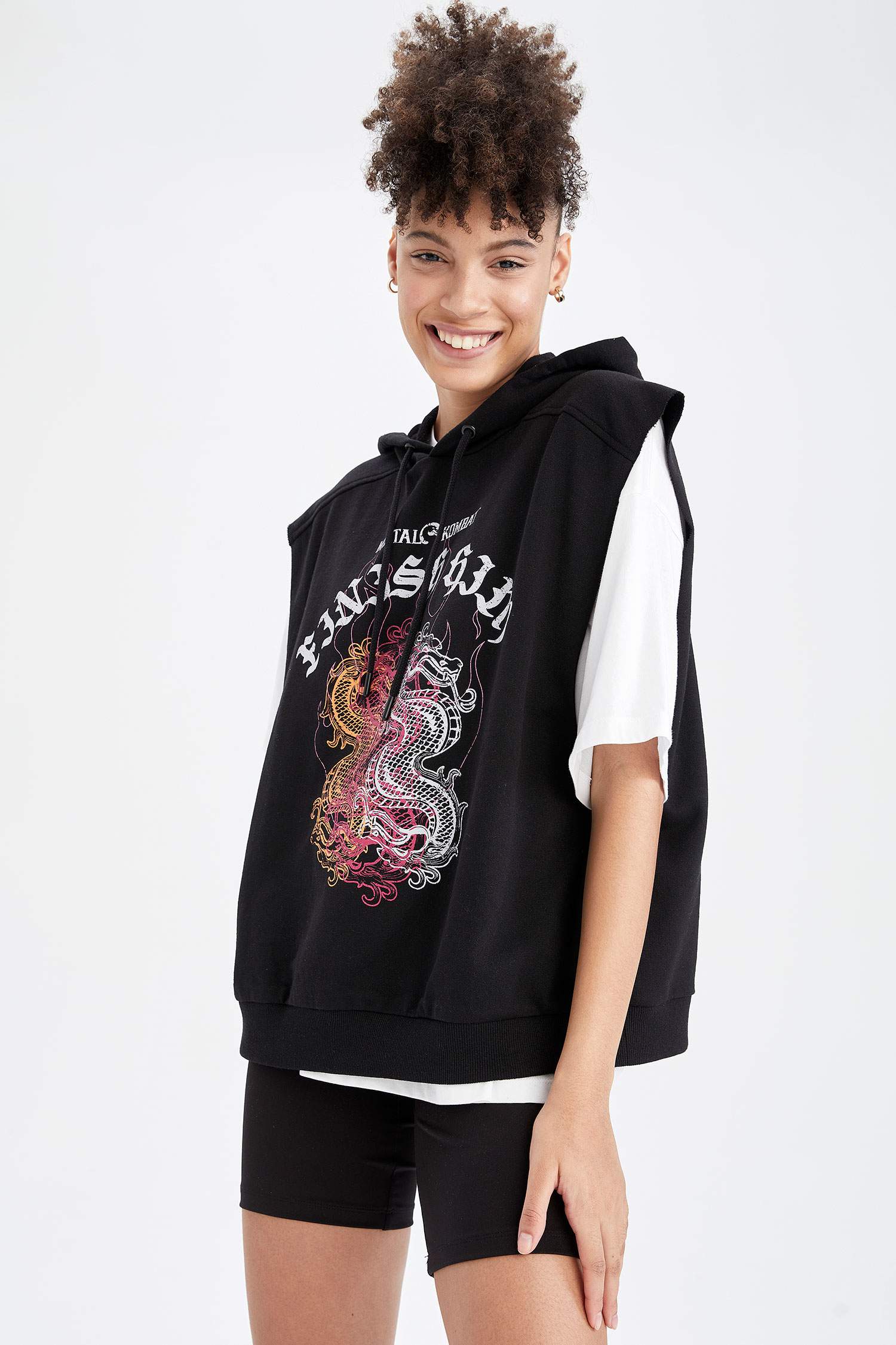Coool Mortal Kombat Lisanslı Kapüşonlu Oversize Fit Kısa Kollu Sweatshirt