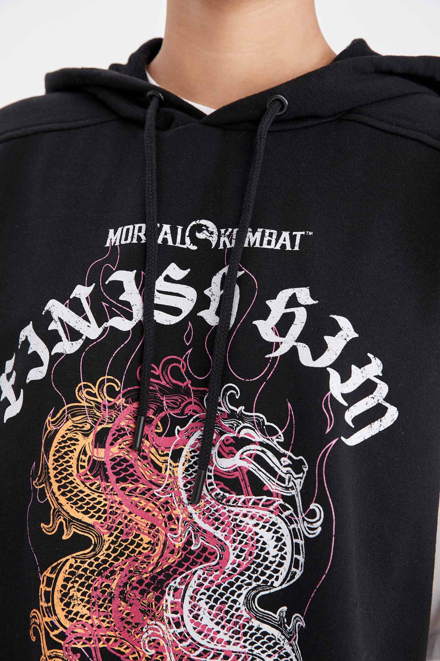 Coool Mortal Kombat Lisanslı Kapüşonlu Oversize Fit Kısa Kollu Sweatshirt