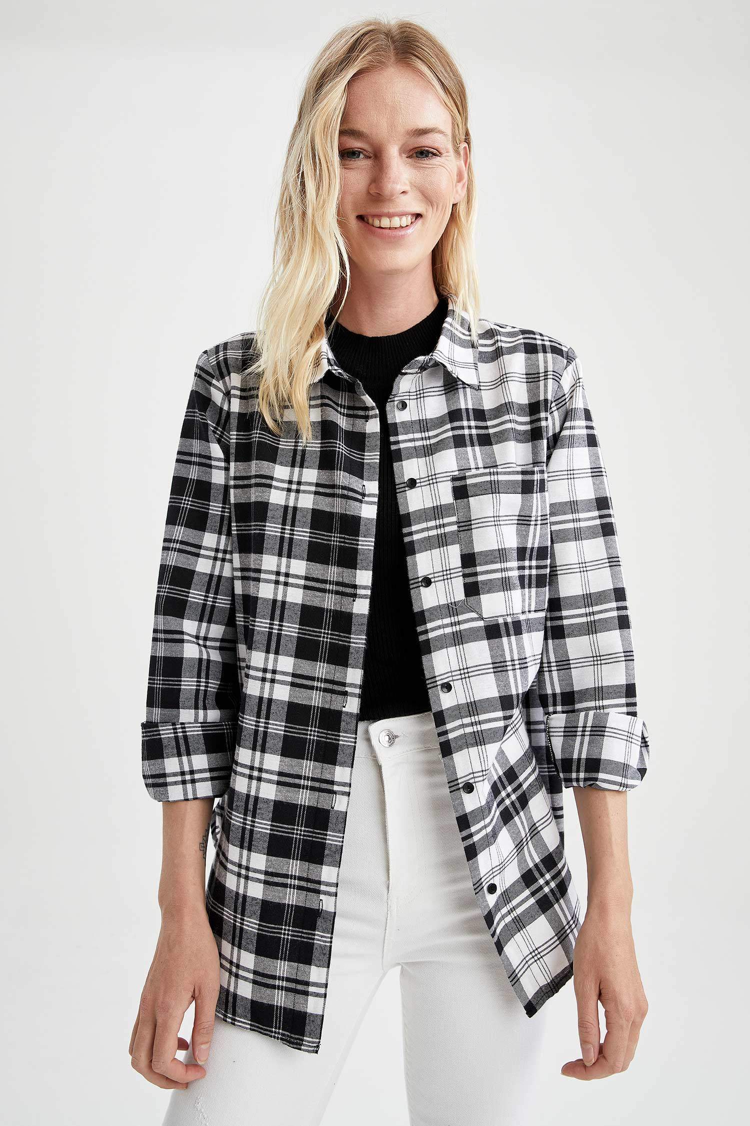 Retro Ekoseli Relax Fit Cep Detaylı Flanel Gömlek