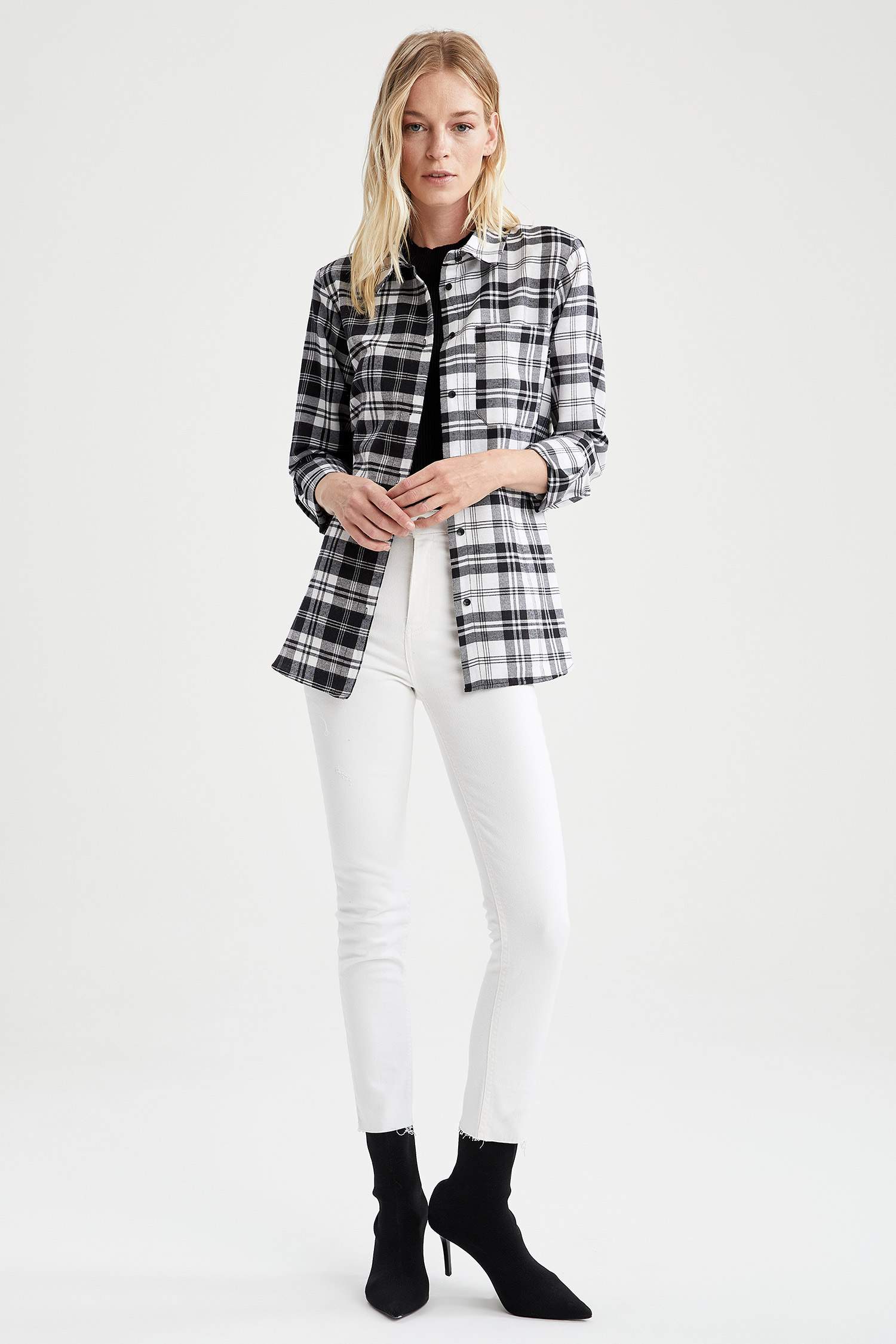 Retro Ekoseli Relax Fit Cep Detaylı Flanel Gömlek