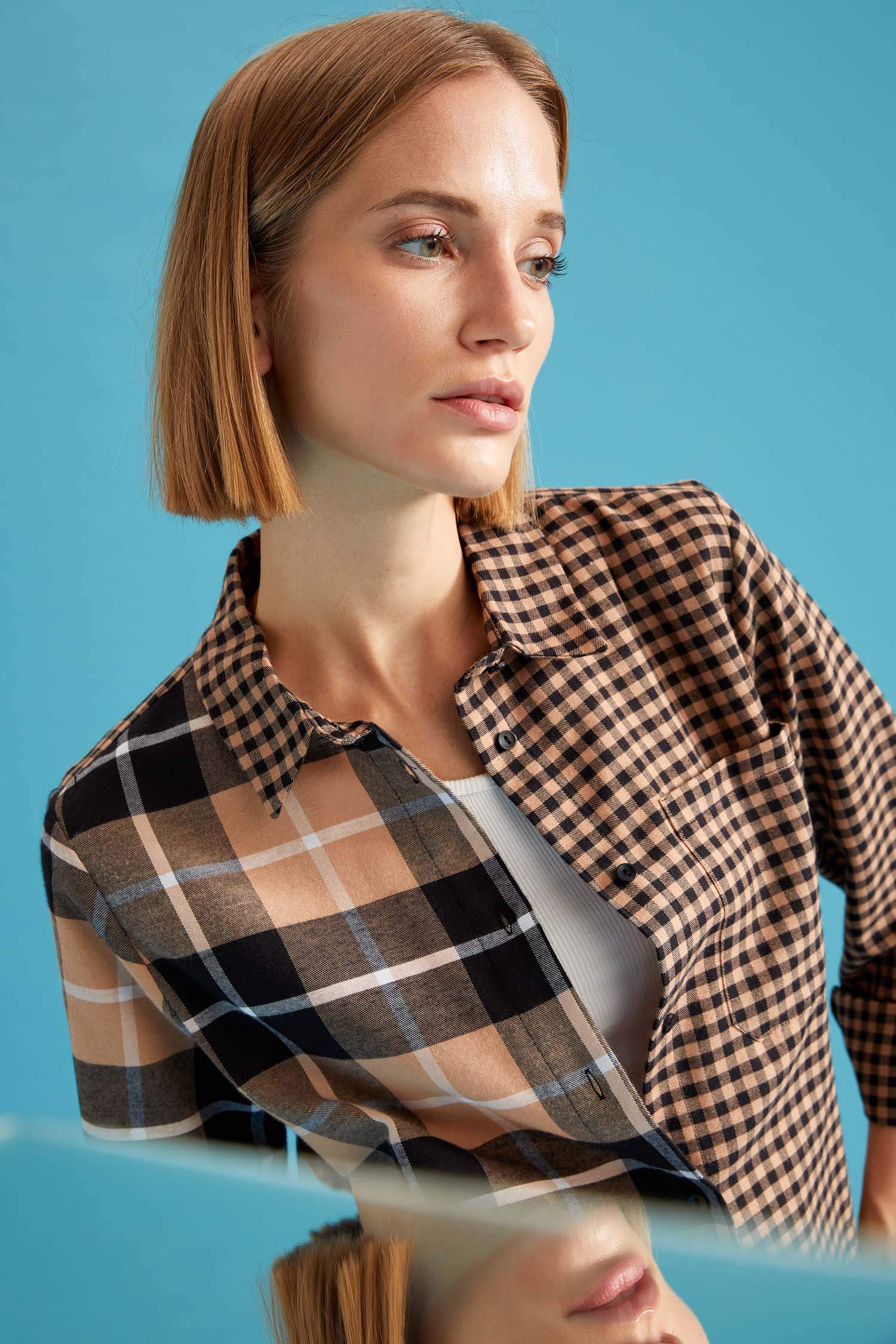 Retro Ekoseli Relax Fit Cep Detaylı Flanel Gömlek