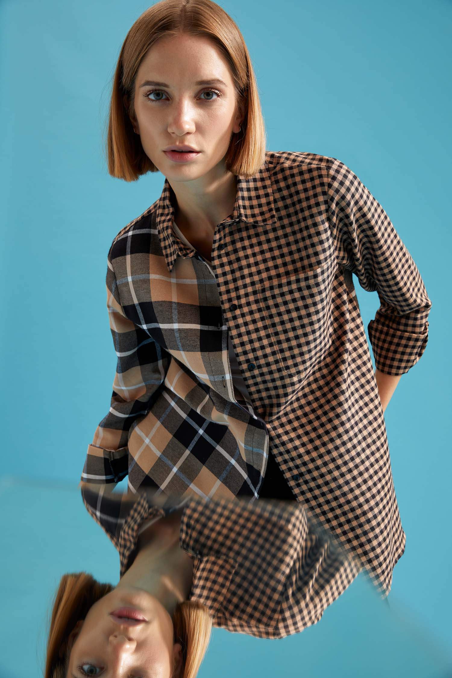 Retro Ekoseli Relax Fit Cep Detaylı Flanel Gömlek