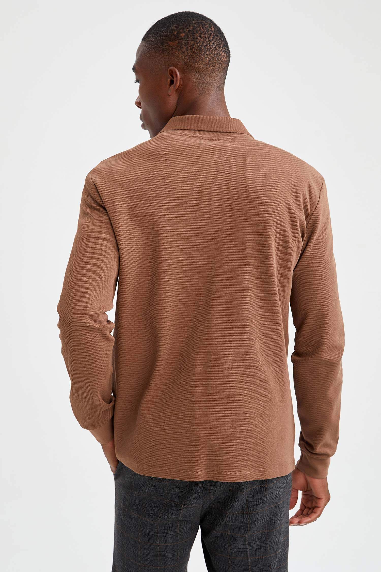 Modern Fit Fermuarlı Polo Yaka Pamuklu Sweatshirt