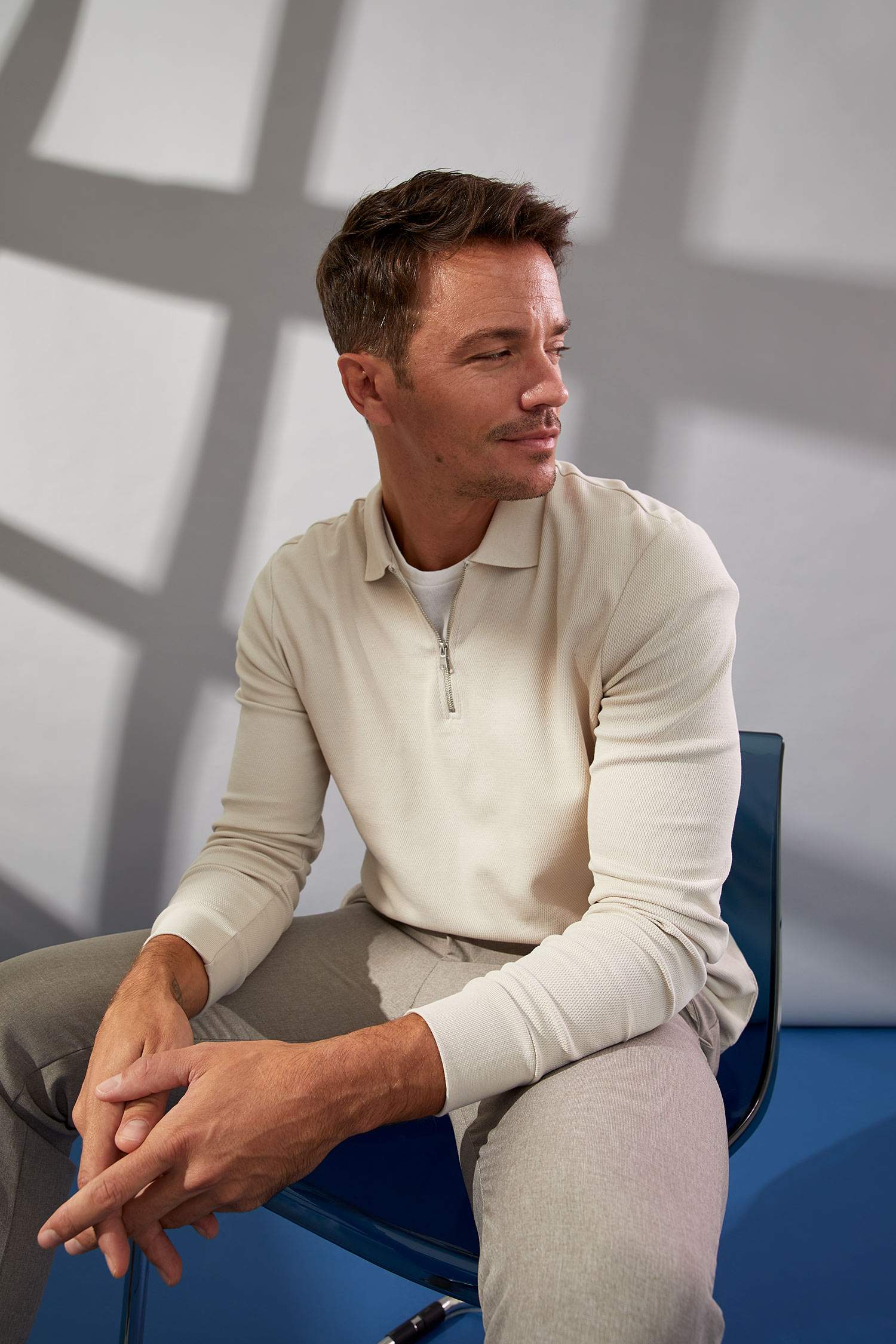 Modern Fit Fermuarlı Polo Yaka Pamuklu Sweatshirt