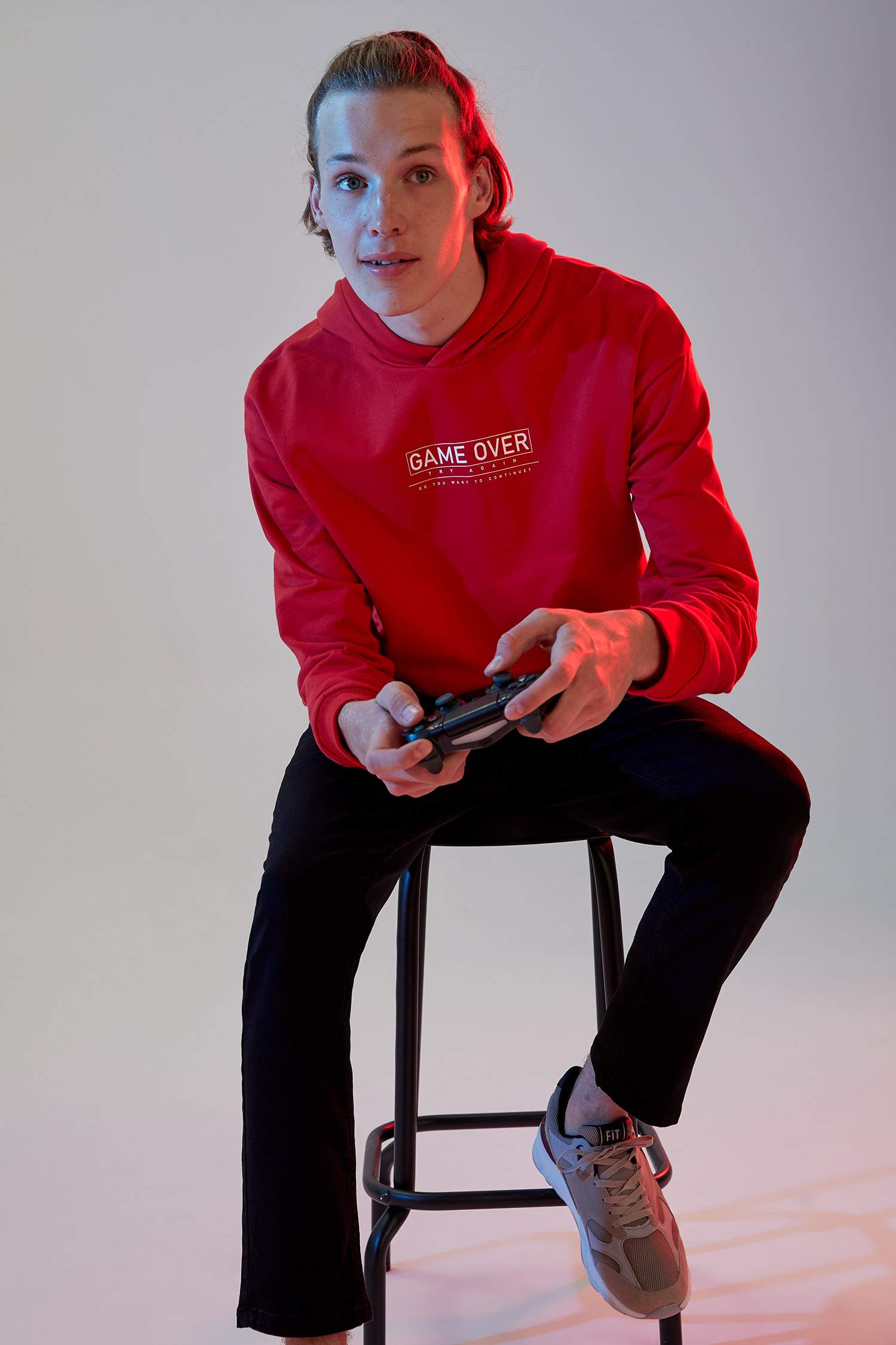 Coool Oversize Fit Kapüşonlu Slogan Baskılı İçi Yumuşak Tüylü Pamuklu Sweatshirt