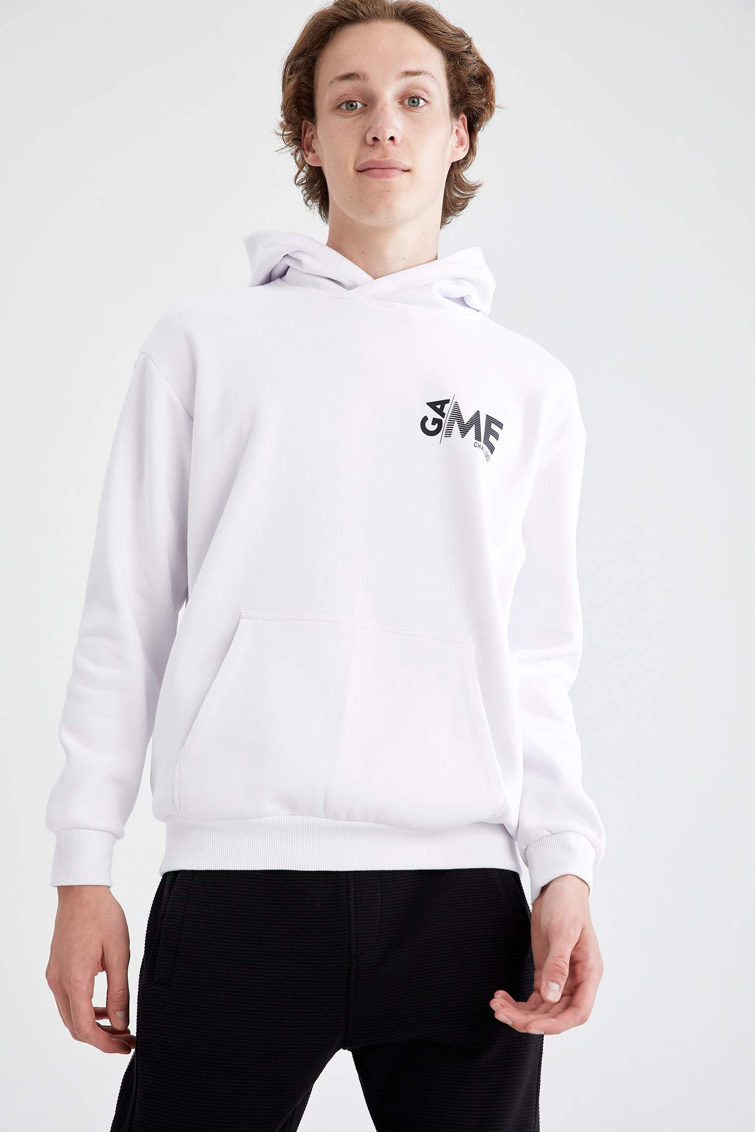 Coool Oversize Fit Sırt Baskılı Kapşüsonlu İçi Yumuşak Tüylü Pamuklu Sweatshirt
