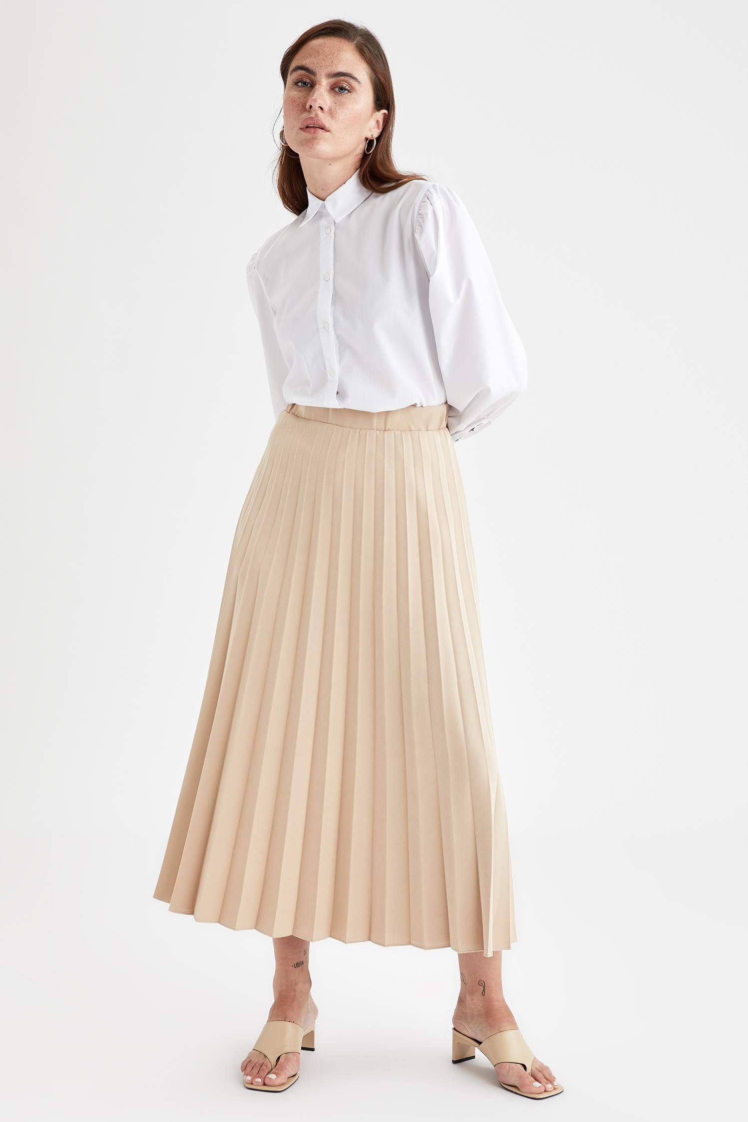 Regular Fit Piliseli Maxi Etek