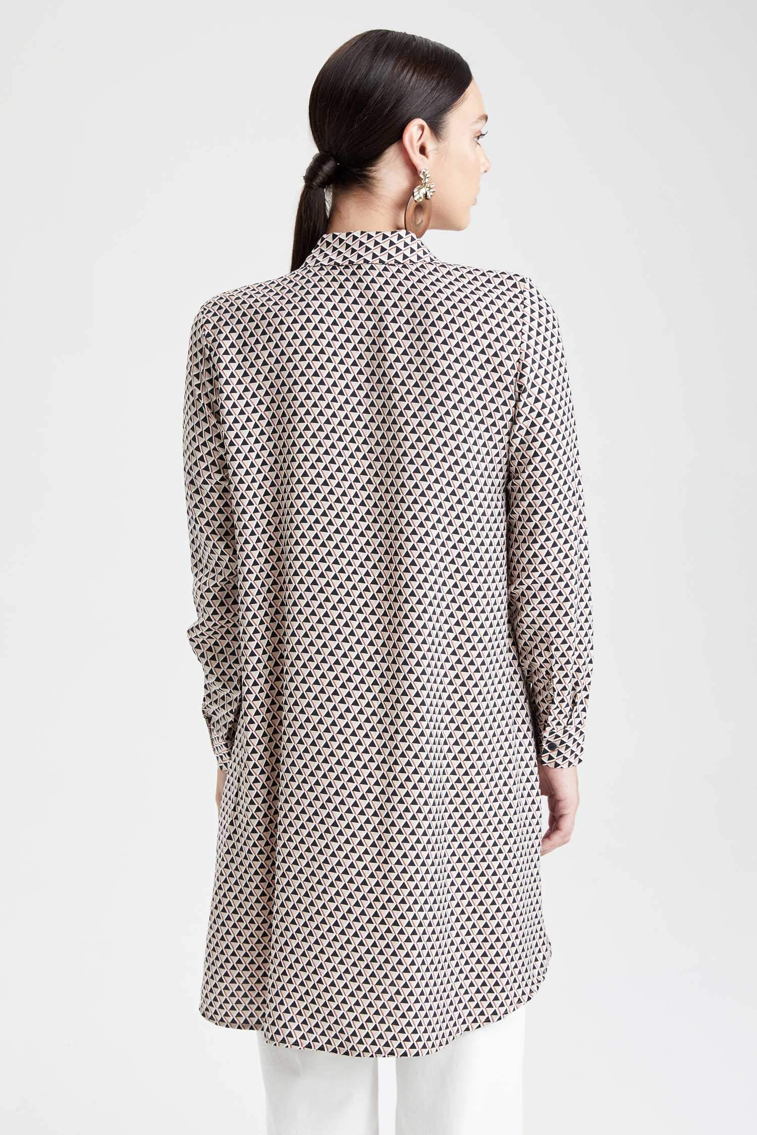 Geometrik Desenli Relax Fit A Kesim Gömlek Tunik