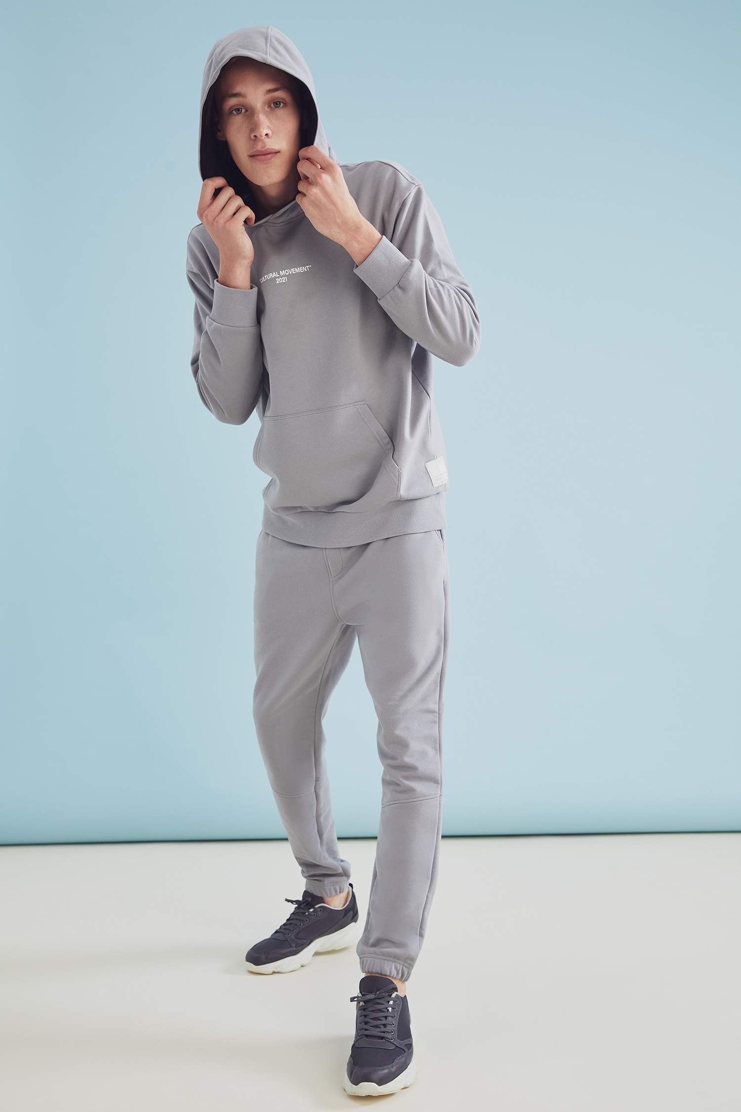Coool Oversize Fit Slogan Baskılı Kanguru Cepli İçi Yumuşak Tüylü Pamuklu Sweatshirt