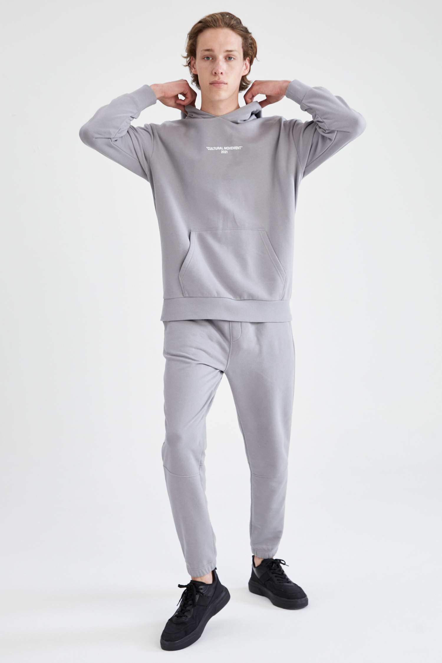 Coool Oversize Fit Slogan Baskılı Kanguru Cepli İçi Yumuşak Tüylü Pamuklu Sweatshirt
