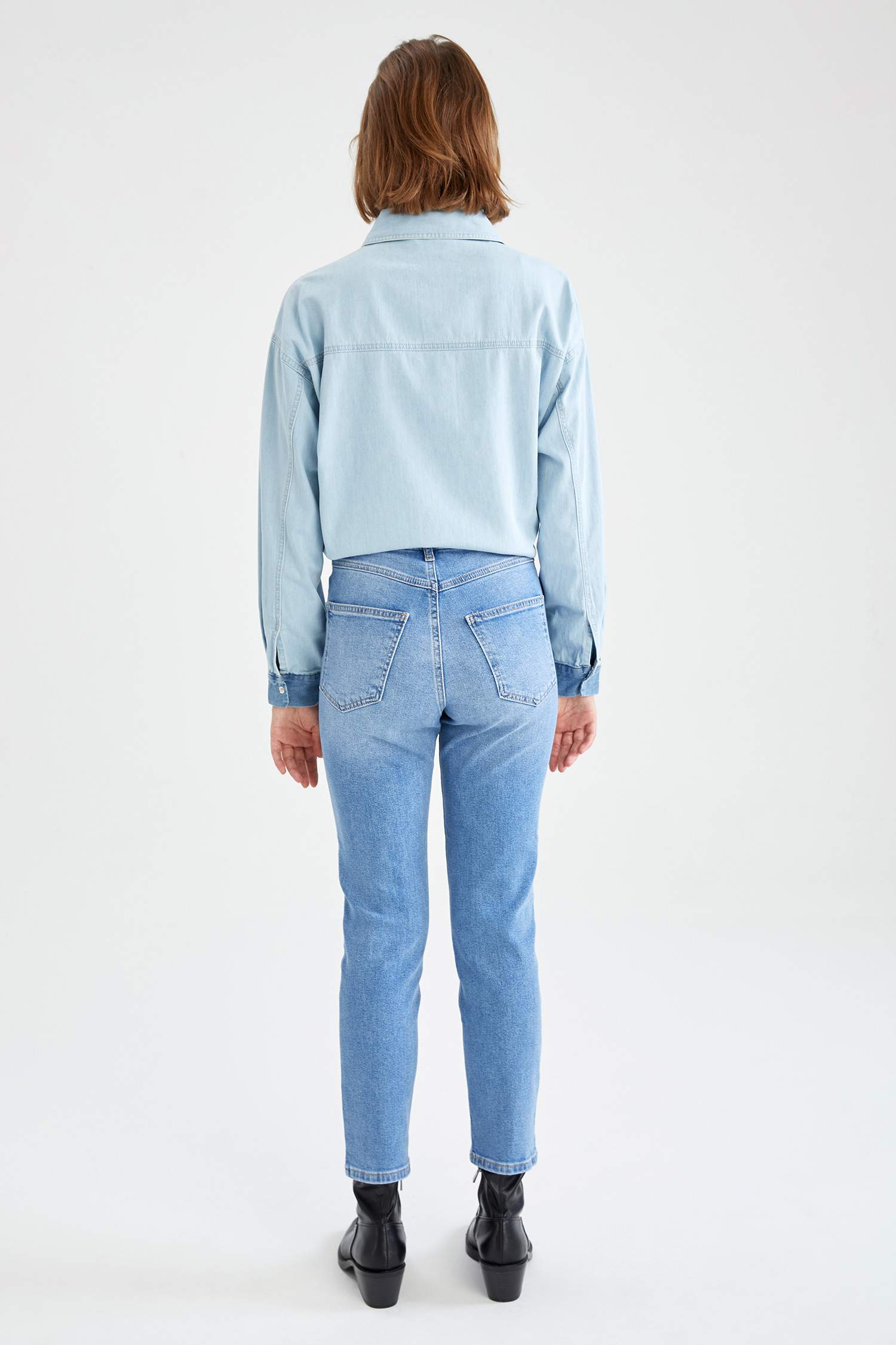 Vintage Slim Fit Yüksek Bel Jean Pantolon