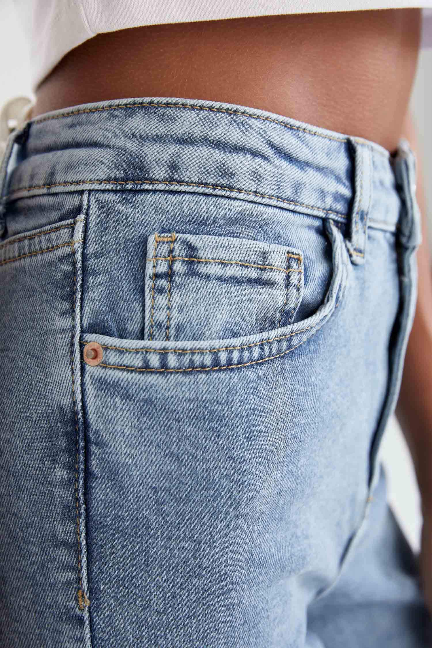 Vintage Slim Fit Yüksek Bel Jean Pantolon