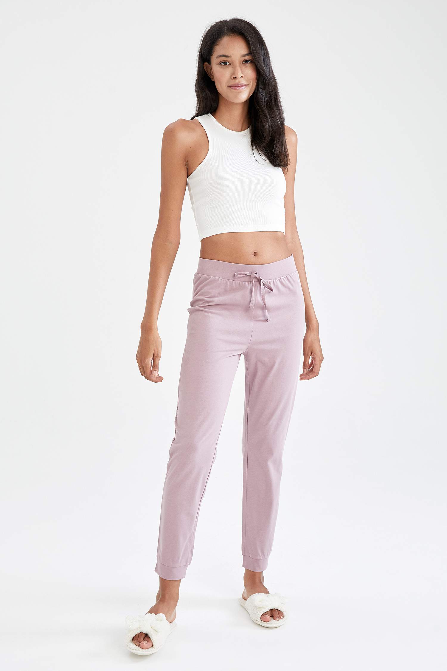 Basic Beli Bağcıklı Relax Fit Jogger Pijama Altı
