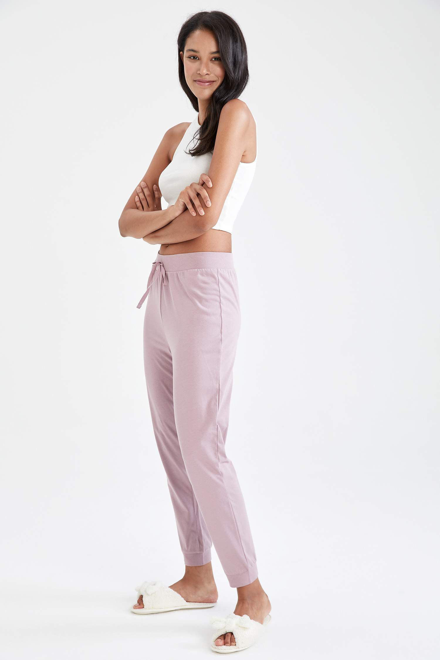 Basic Beli Bağcıklı Relax Fit Jogger Pijama Altı