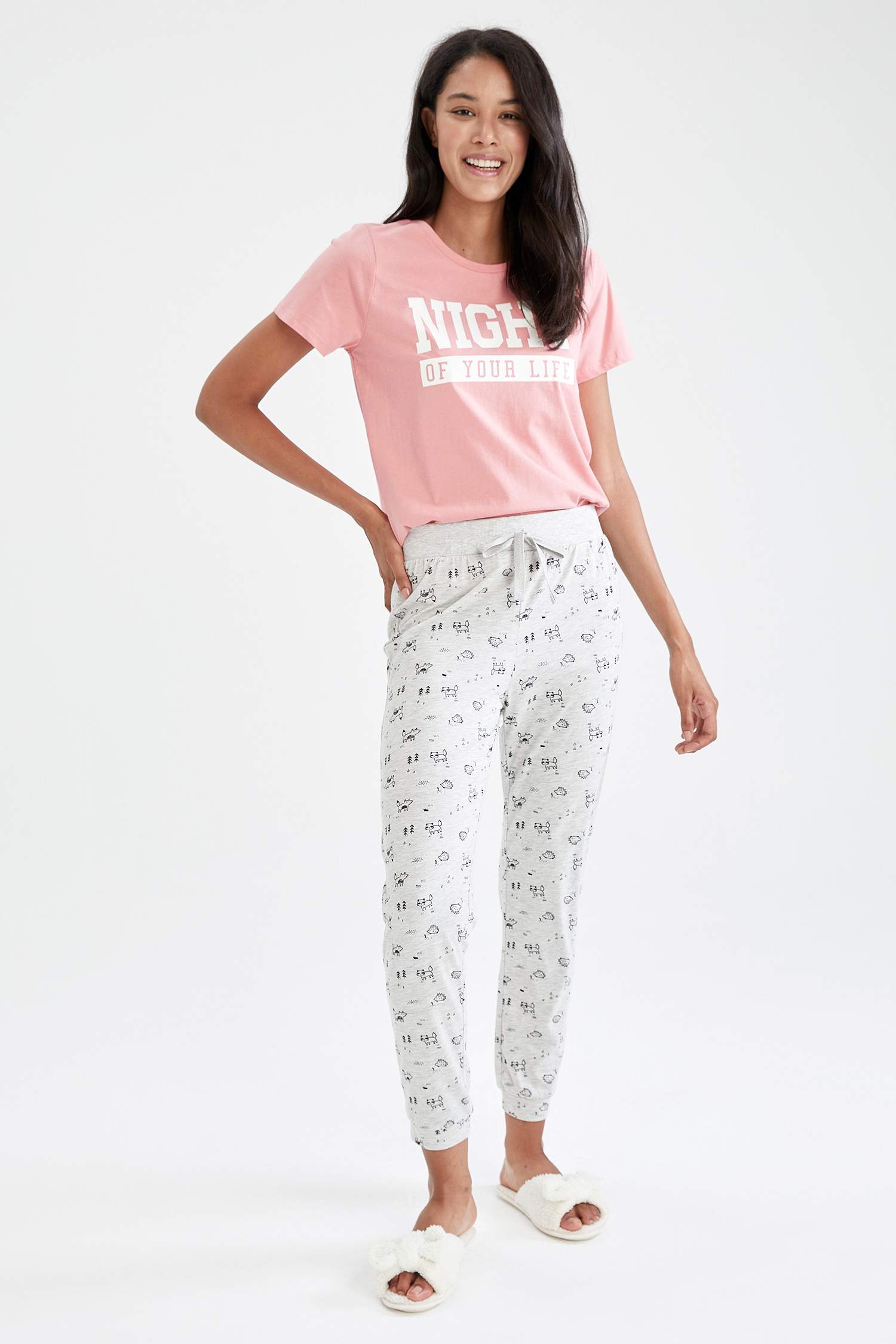Hayvan Baskılı Relax Fit Jogger Pijama Altı