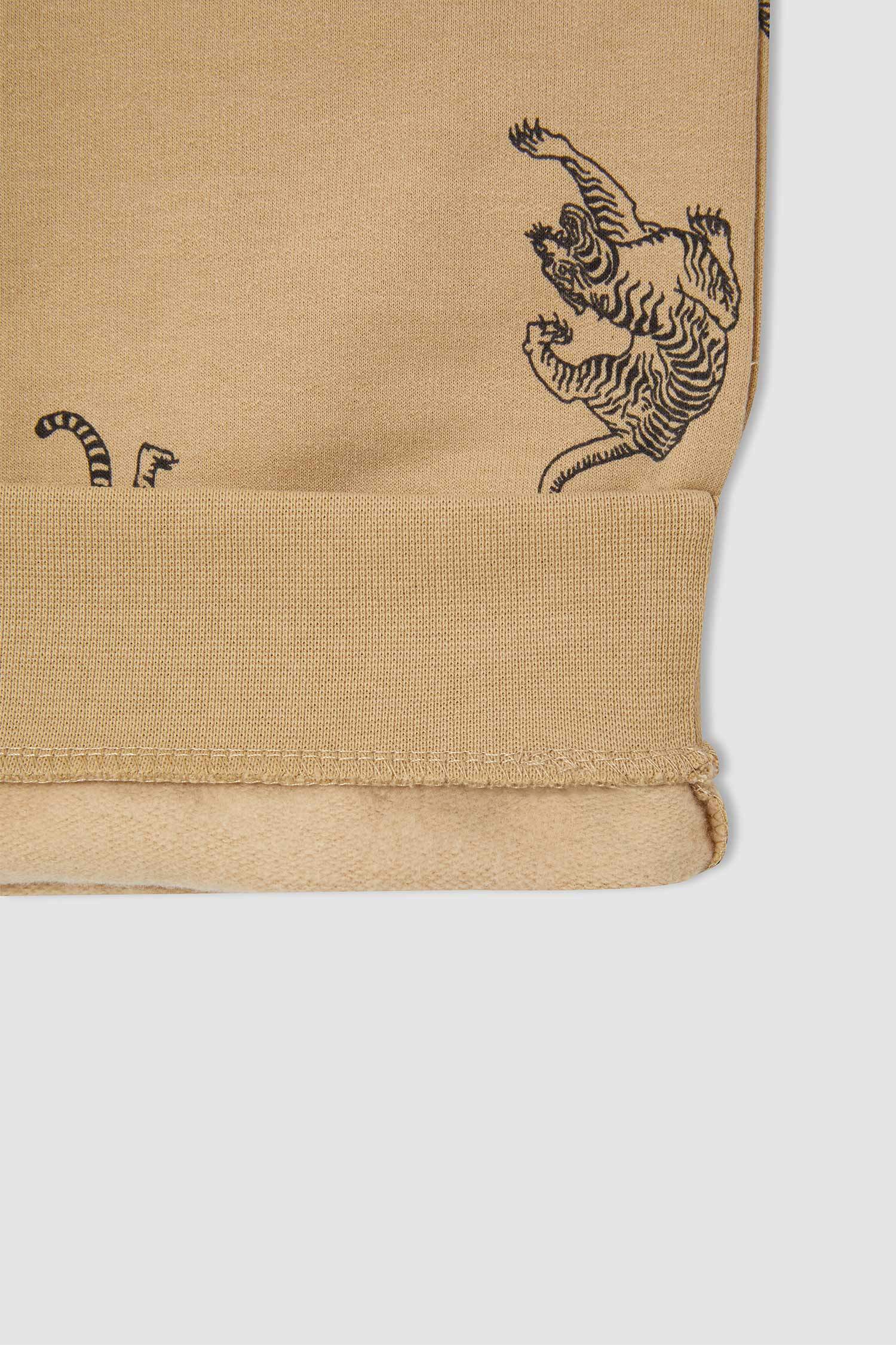 Erkek Çocuk Relax Fit Hayvan Desenli Bisiklet Yaka Sweatshirt