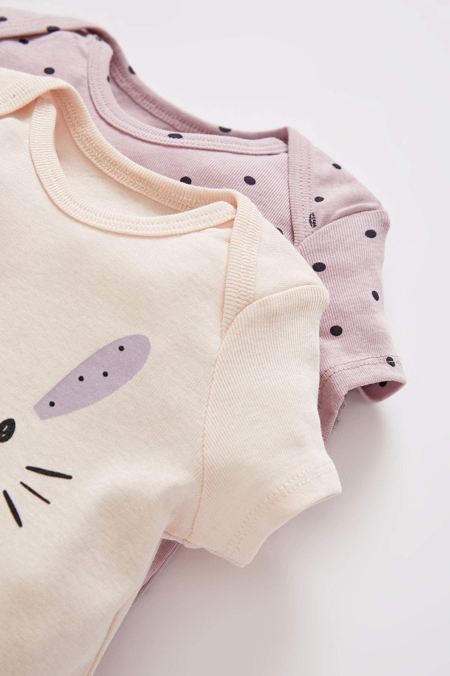 Kız Bebek Desenli Kısa Kollu Yeni Doğan Çıtçıtlı 2'li Body
