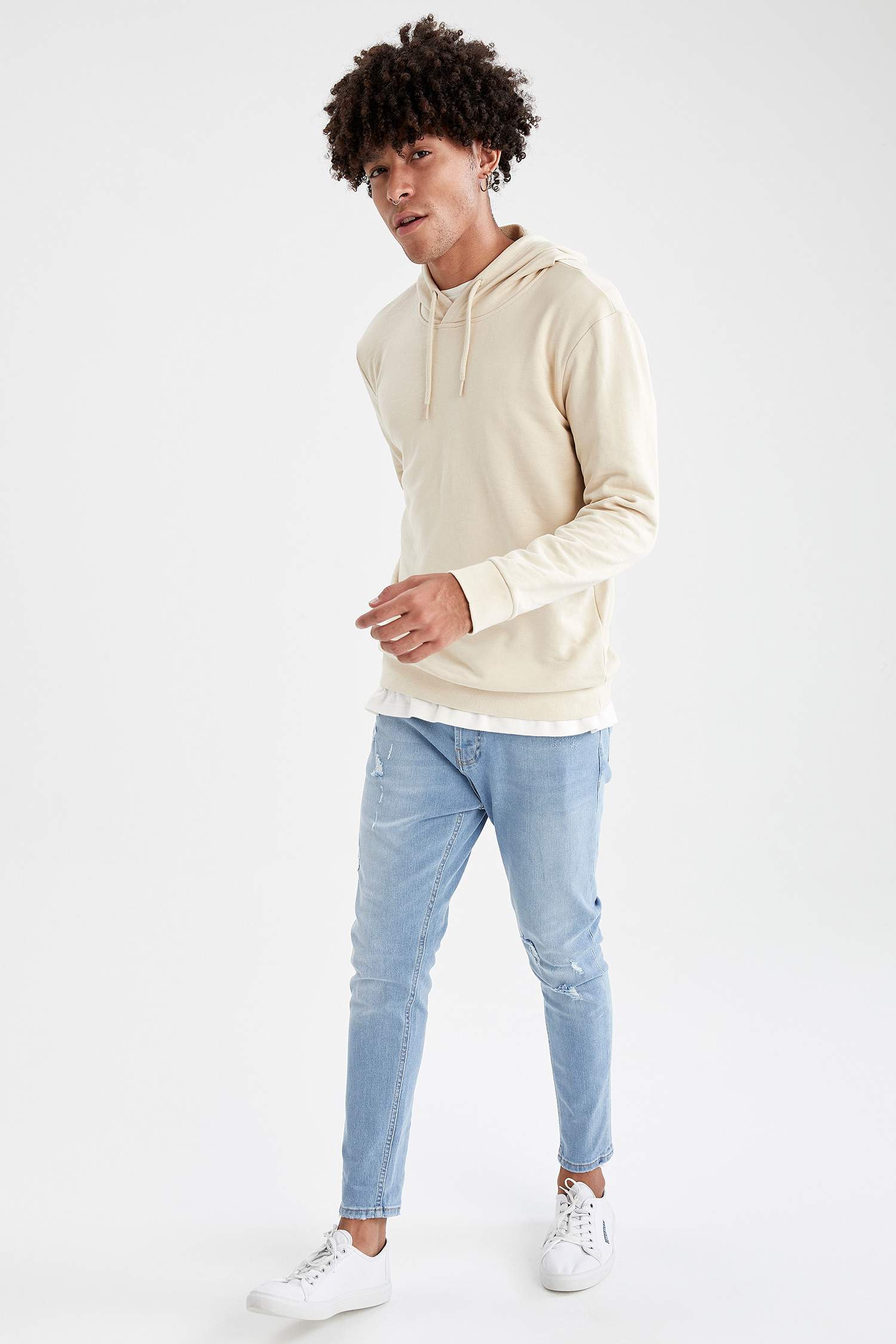 Regular Fit Kapüşonlu Uzun Kollu Pamuklu Sweatshirt