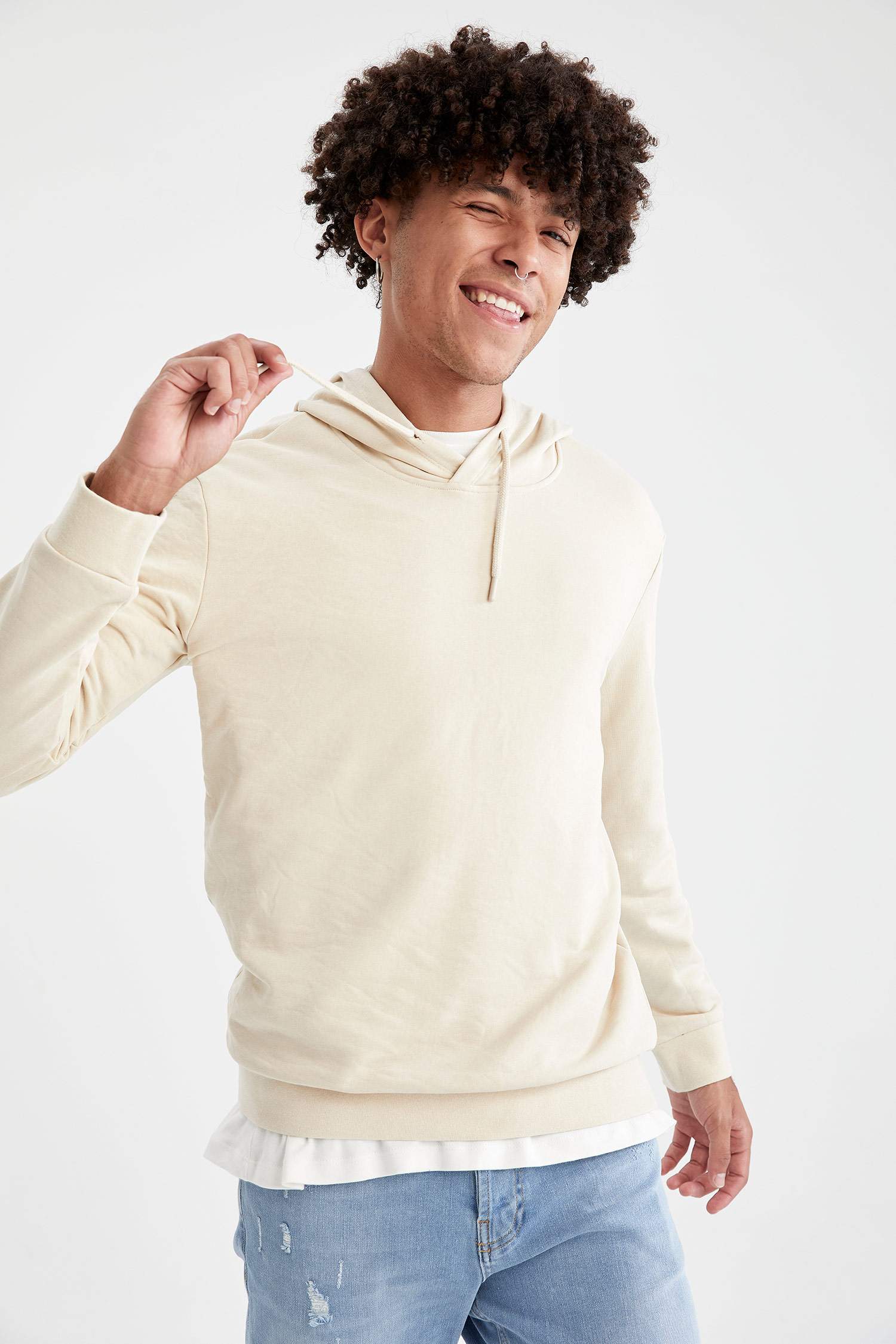Regular Fit Kapüşonlu Uzun Kollu Pamuklu Sweatshirt
