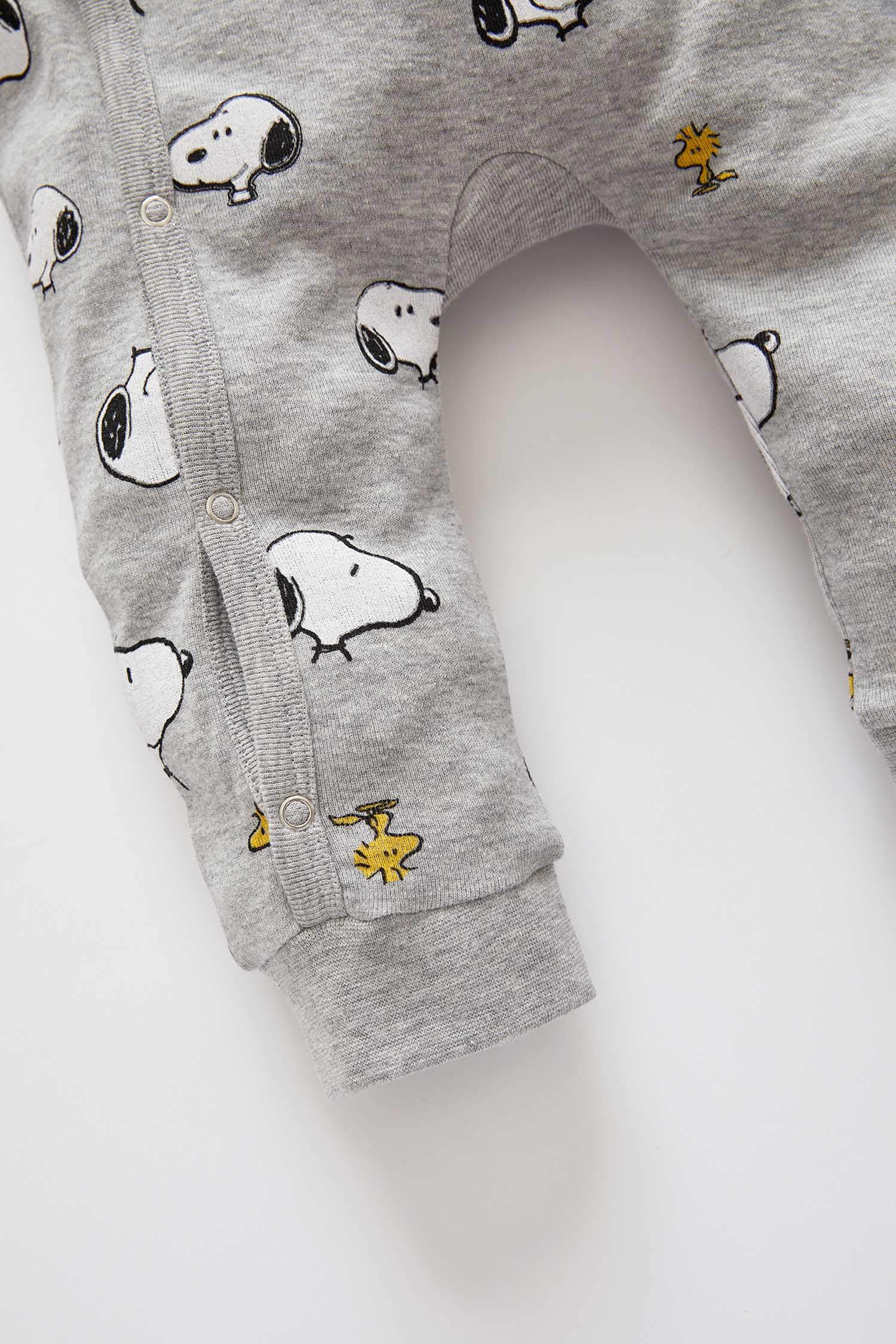 Erkek Bebek Snoopy Lisanslı Uzun Kollu Yeni Doğan 3'lü Takım