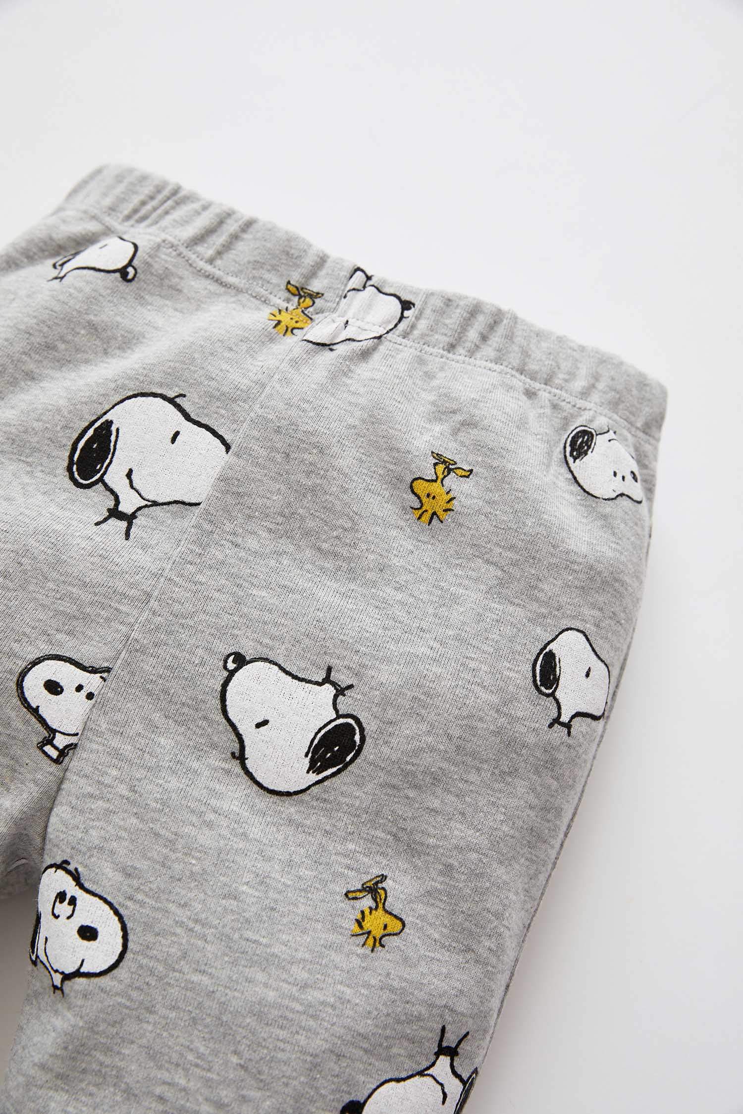 Erkek Bebek Snoopy Lisanslı Uzun Kollu Yeni Doğan 3'lü Takım