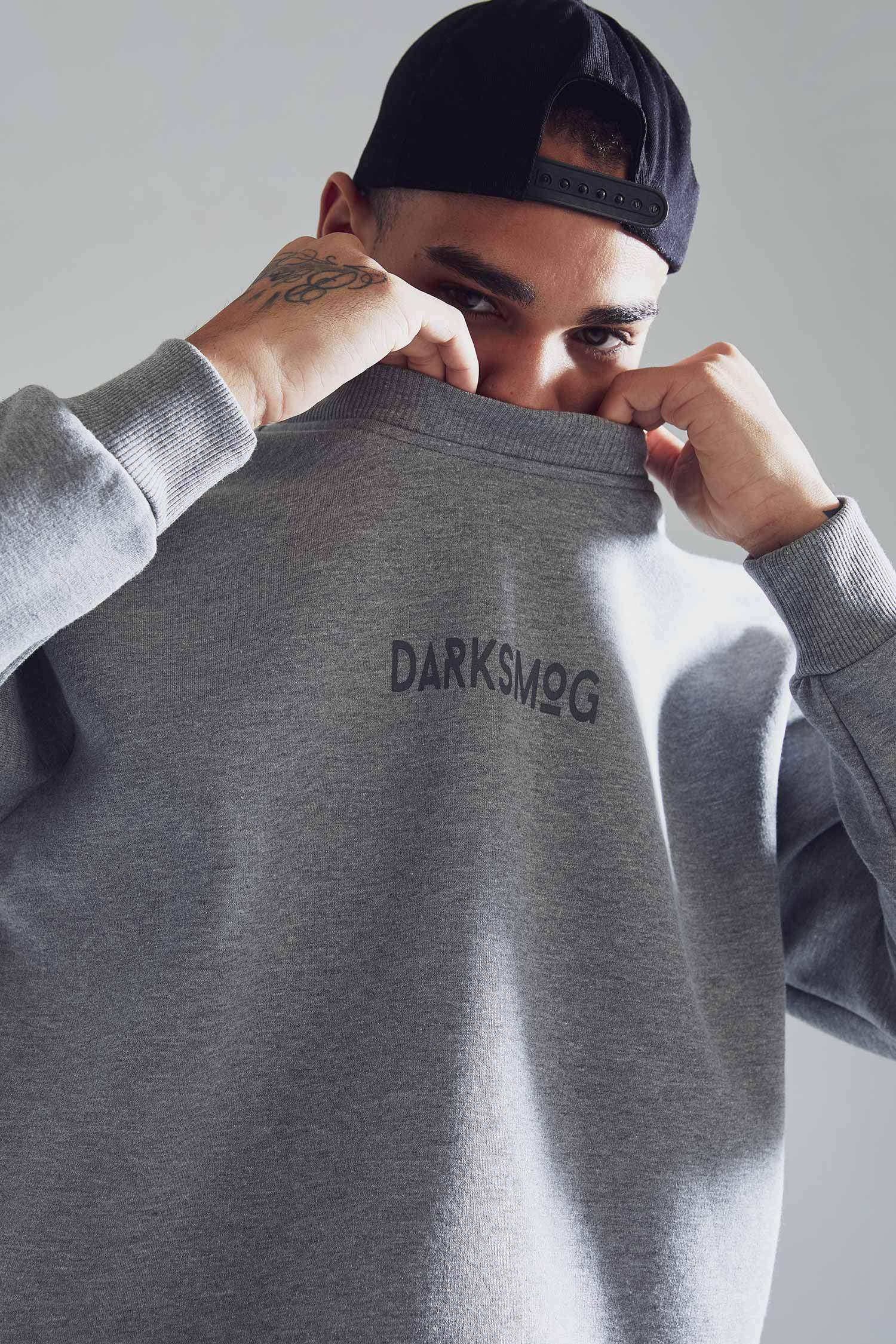 Boxy Fit Bisiklet Yaka Baskılı İçi Yumuşak Tüylü Sweatshirt