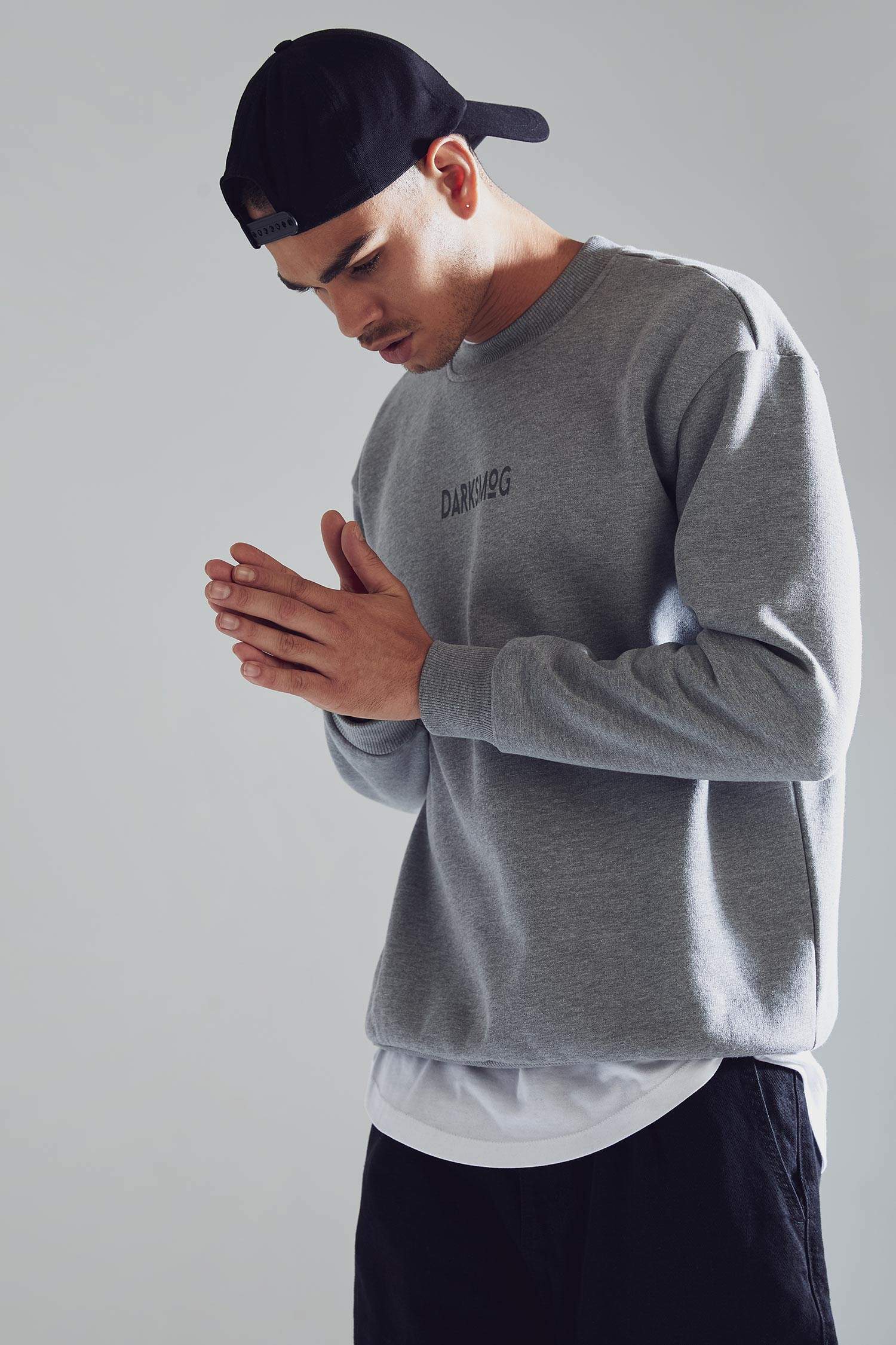 Boxy Fit Bisiklet Yaka Baskılı İçi Yumuşak Tüylü Sweatshirt
