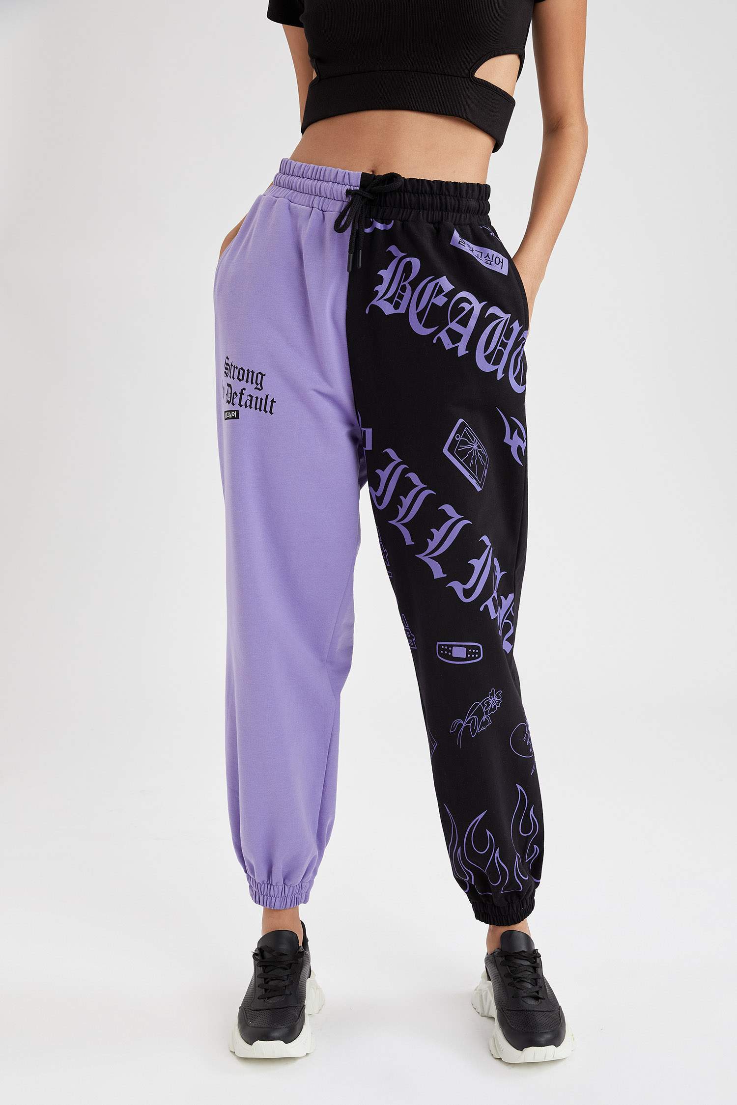 Cepli Oversize Fit Baskılı Jogger Eşofman Altı