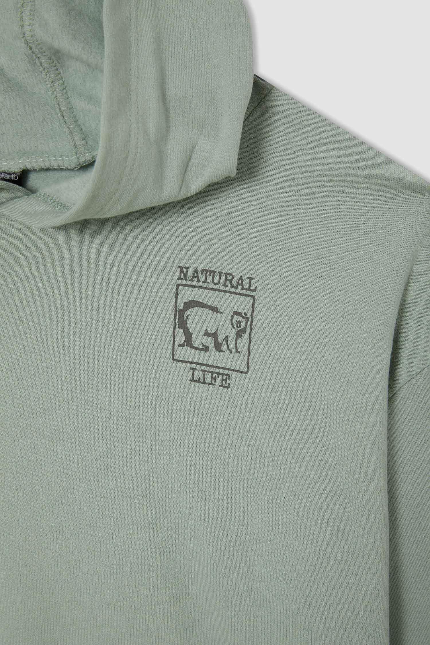 Erkek Çocuk Relax Fit Sırt Baskılı Kapüşonlu Kanguru Cepli Sweatshirt