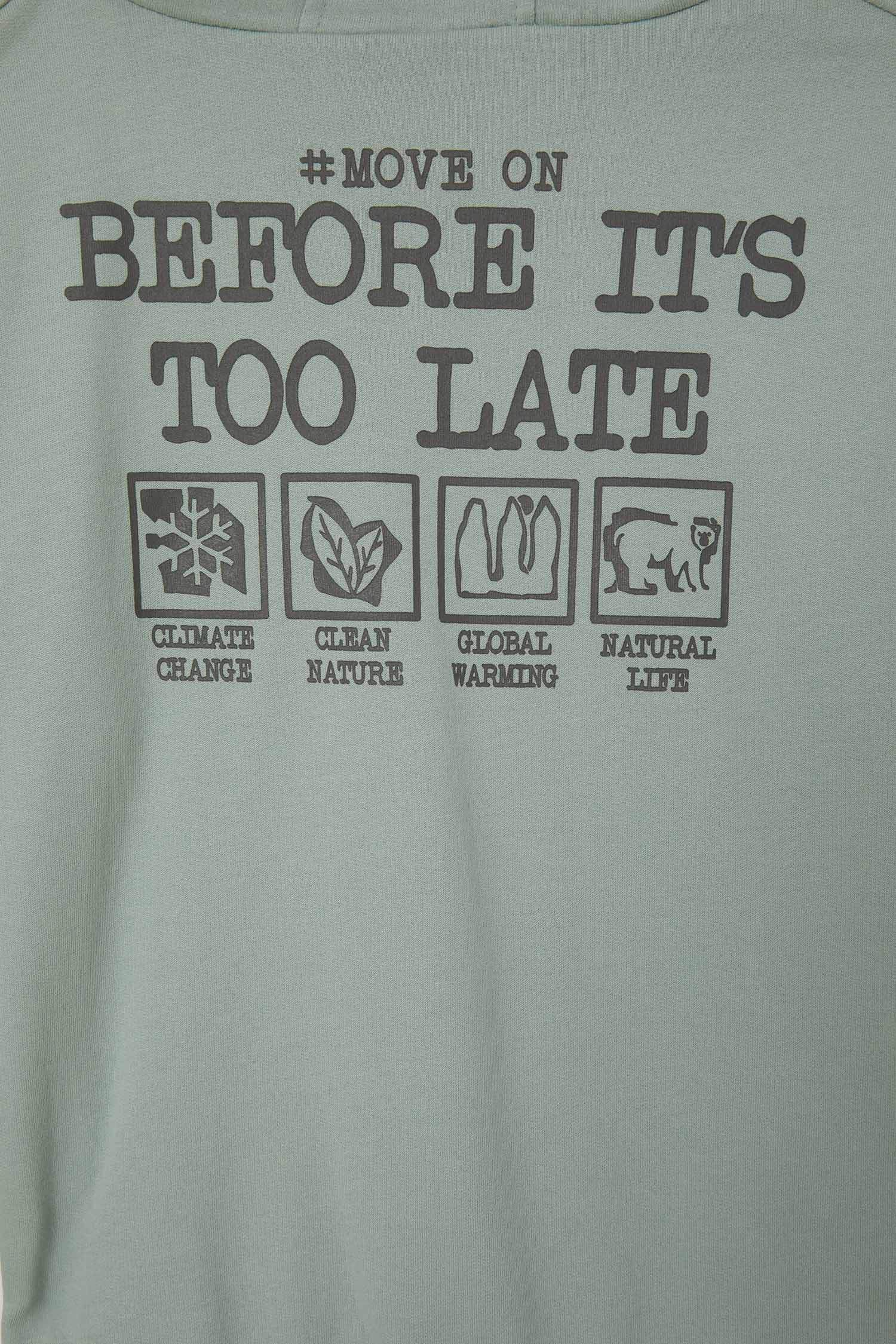 Erkek Çocuk Relax Fit Sırt Baskılı Kapüşonlu Kanguru Cepli Sweatshirt