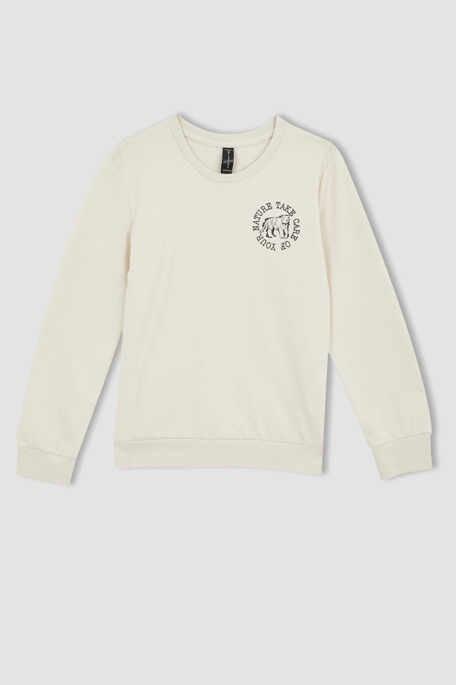 Erkek Çocuk Regular Fit Hayvan Desenli Bisiklet Yaka Sırt Baskılı Sweatshirt
