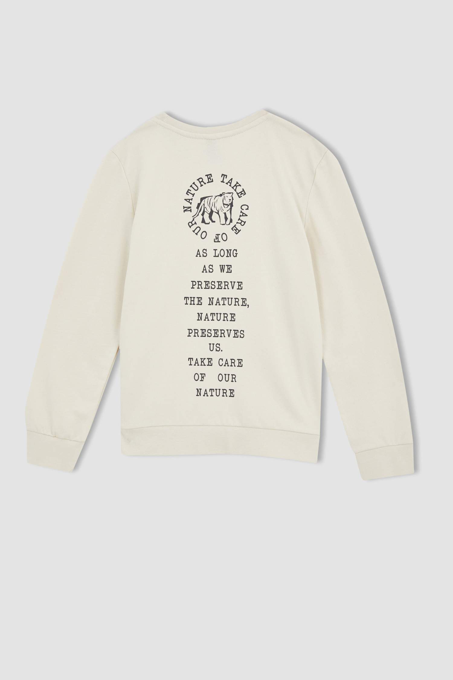 Erkek Çocuk Regular Fit Hayvan Desenli Bisiklet Yaka Sırt Baskılı Sweatshirt