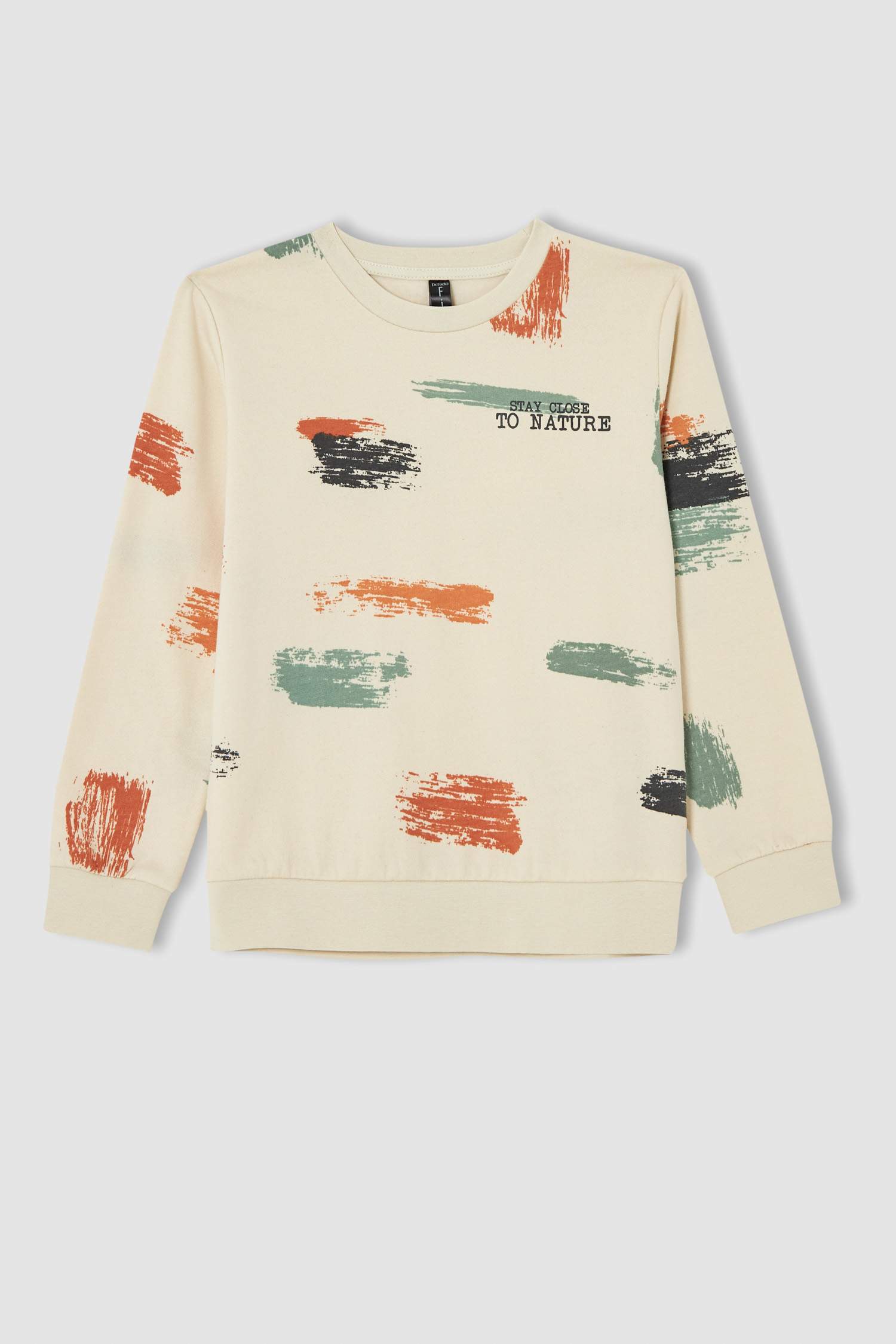 Erkek Çocuk Regular Fit Geometrik Desenli Bisiklet Yaka Sweatshirt