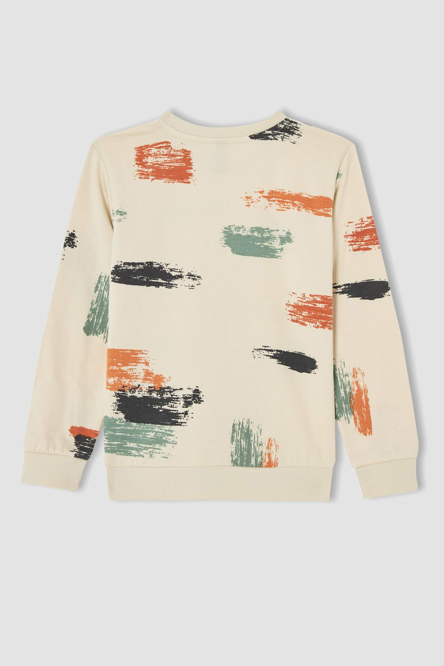Erkek Çocuk Regular Fit Geometrik Desenli Bisiklet Yaka Sweatshirt