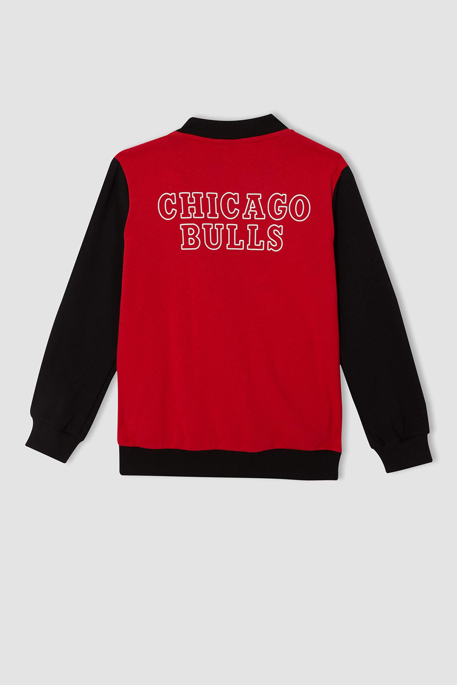 Erkek Çocuk NBA Lisanslı Chicago Bulls Baskılı Kolej Yaka İçi Yumuşak Tüylü Hırka