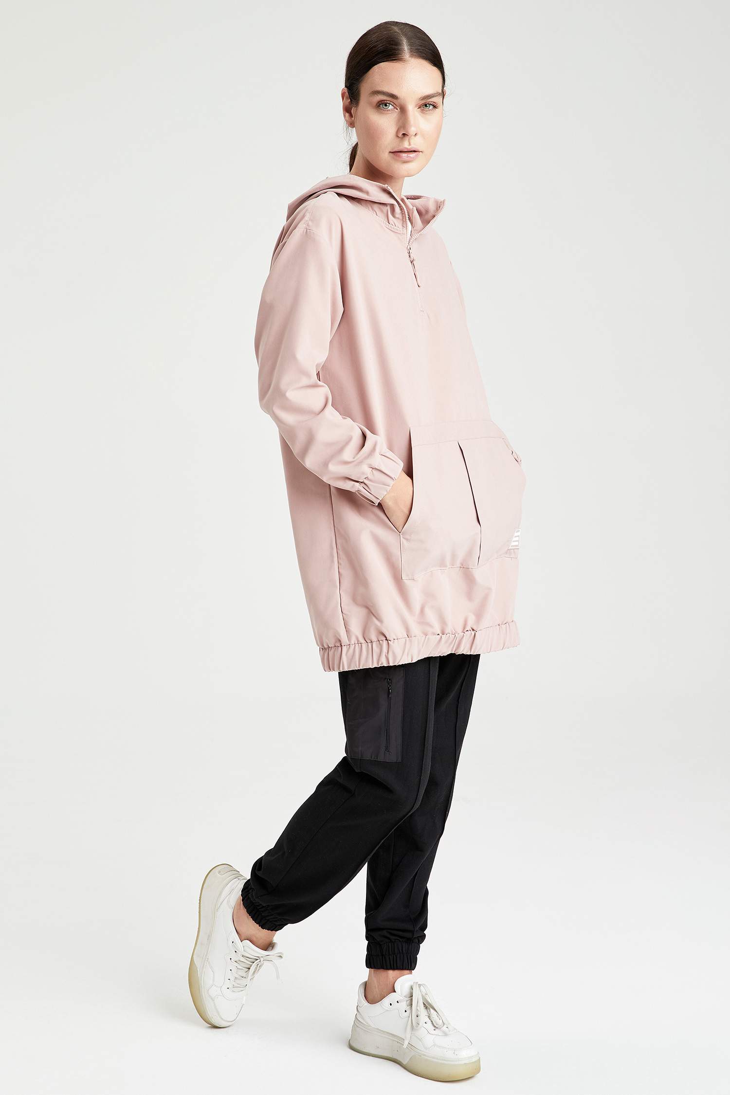 Regular Fit Kapüşonlu Kanguru Cepli Sweat Tunik